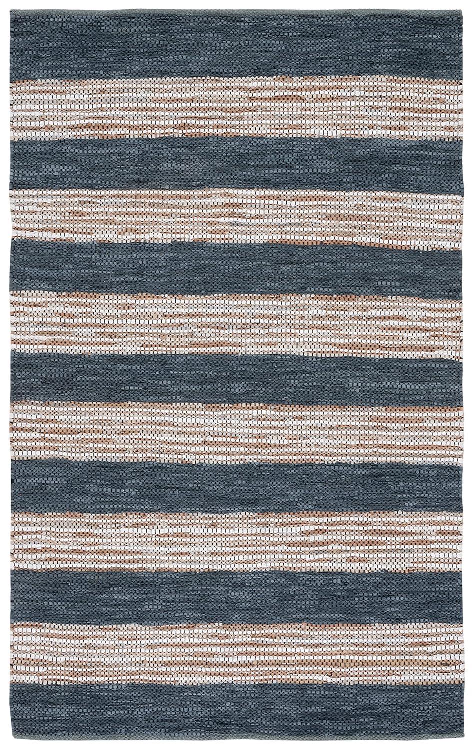 Vintage Leather VTL204 Hand Woven Area Rug - Dark Grey/Natural - 8'x10' - Safavieh.