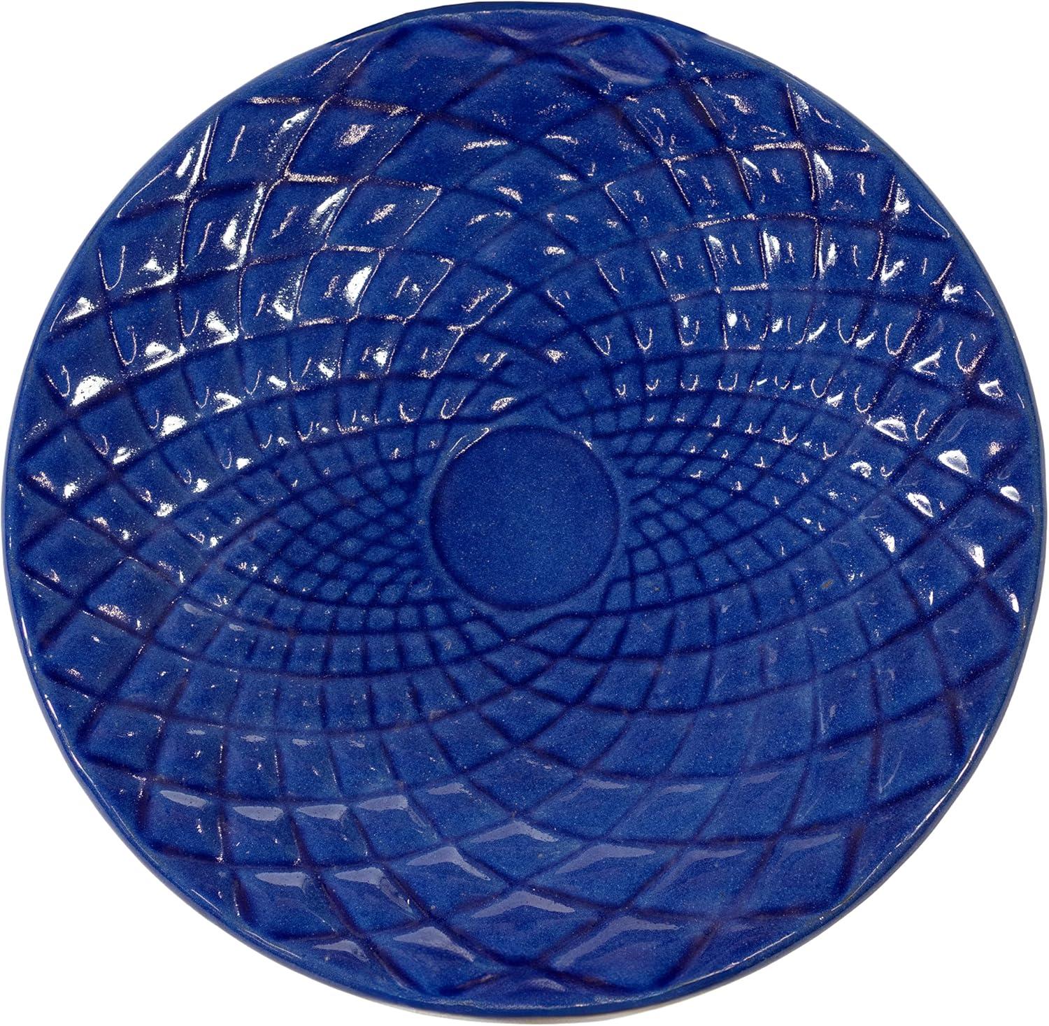 Red Barrel Studio® Trenasia Freestanding Ceramic Outdoor Bird Bath with UV-Resistant Blue Lava Finish