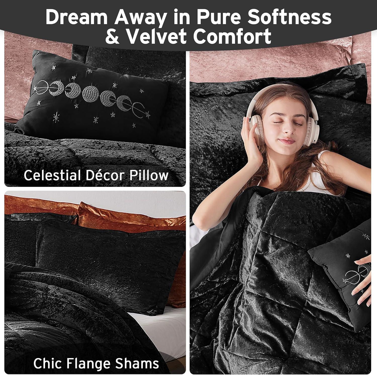 Intelligent Design Felicia Crushed Velvet Comforter Set with Throw Pillow