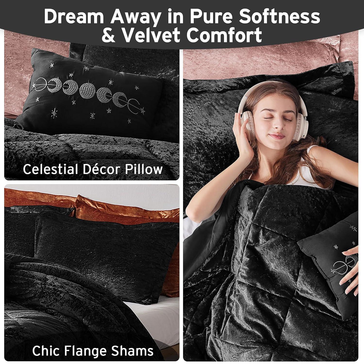 Intelligent Design Felicia Crushed Velvet Comforter Set with Throw Pillow