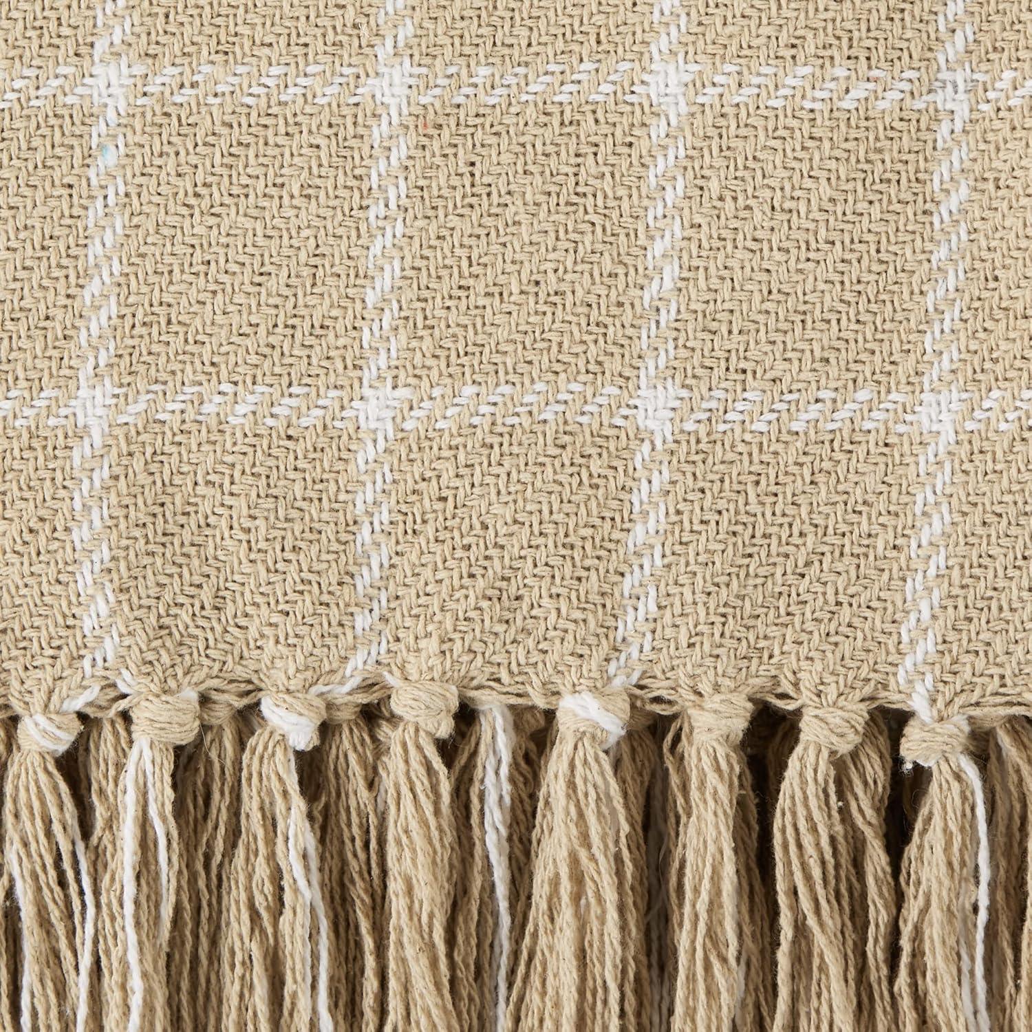 Vintage Linen Checked Plaid Throw