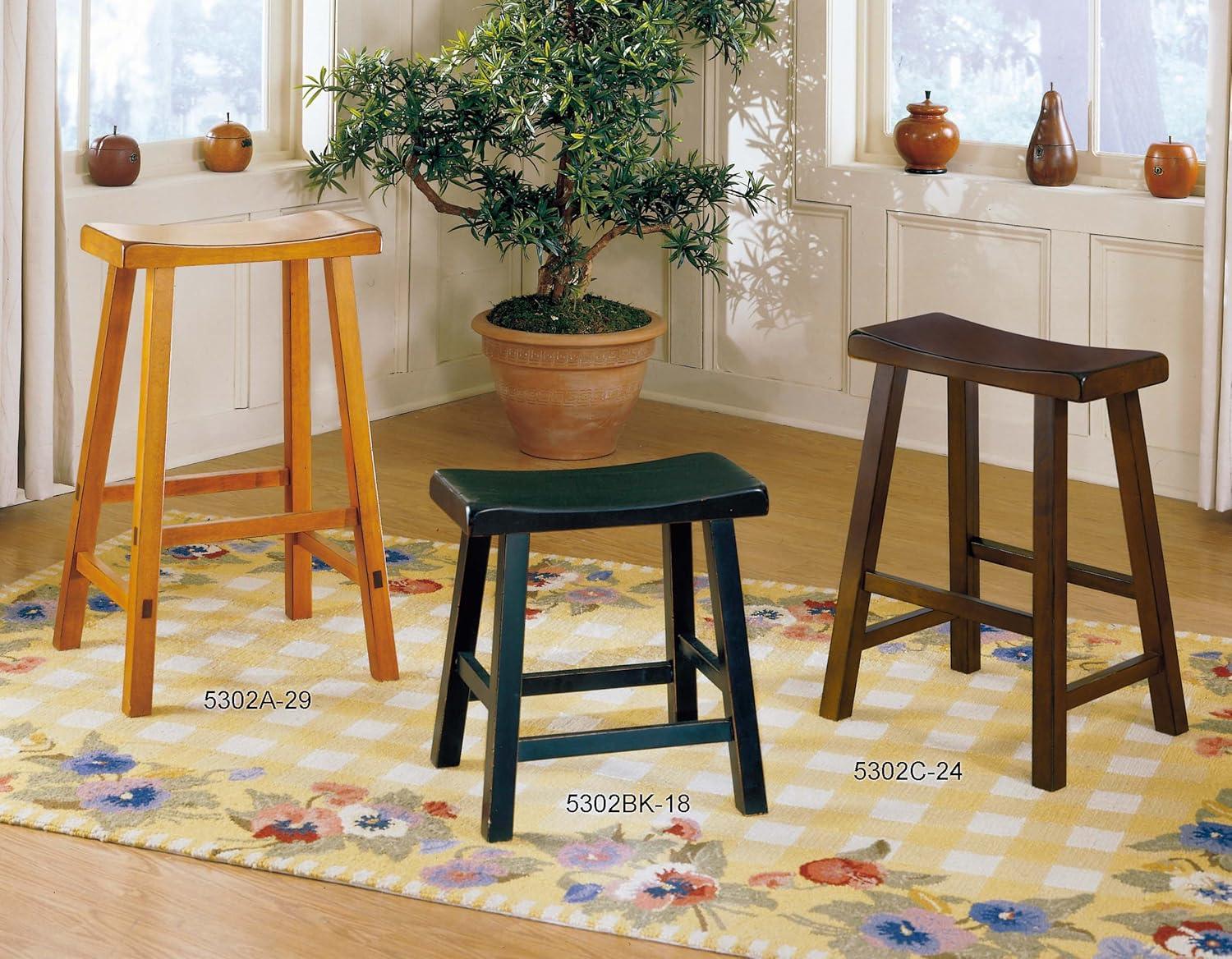 Lexicon Saddleback 24" Solid Wood Counter Stool in Black (Set of 2)