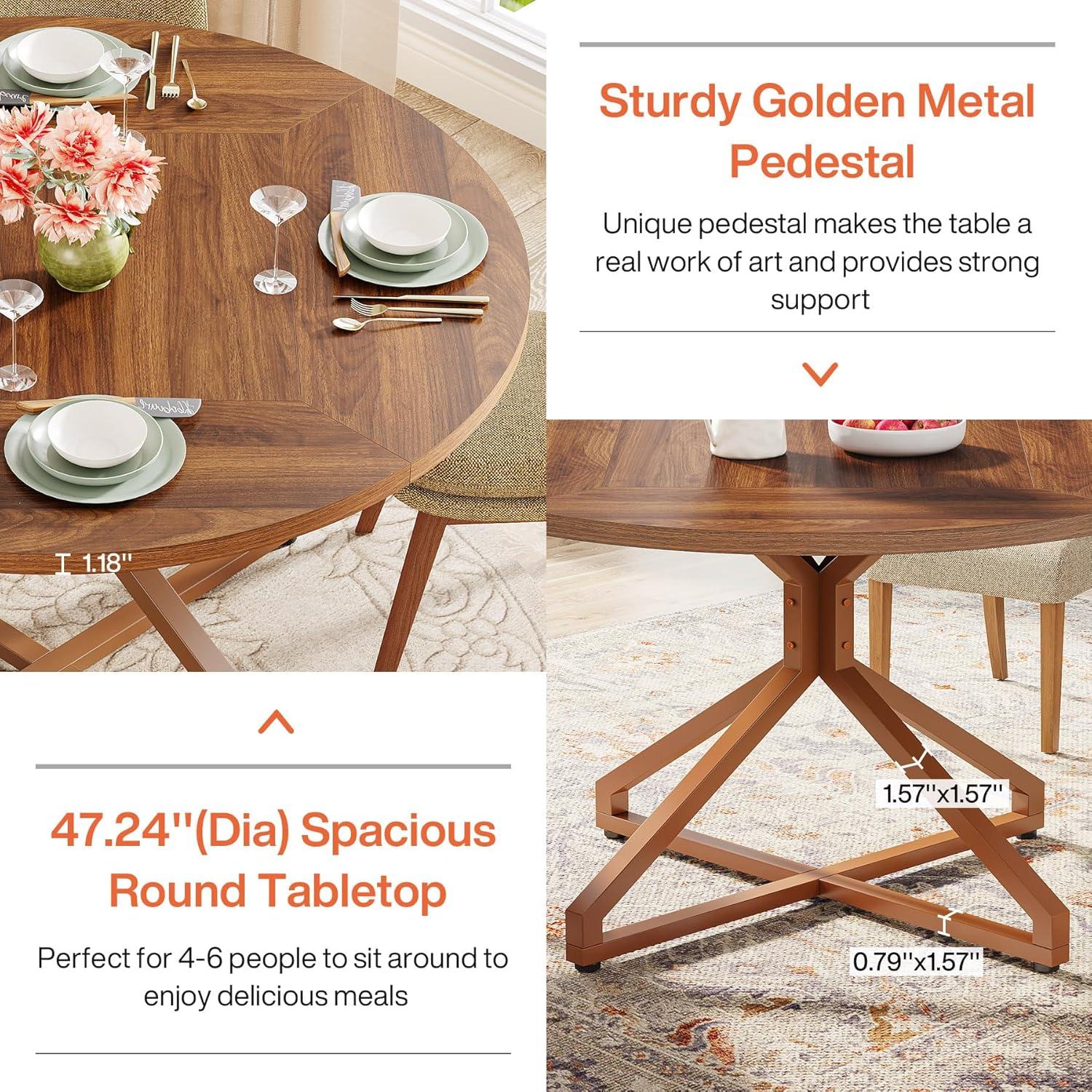 Millwood Pines 47 Inch Round Dining Table For 4-6 People