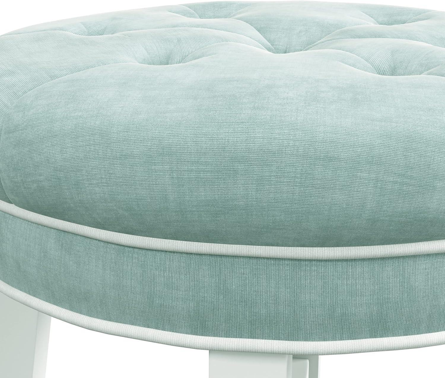 18" Sophia Tufted Backless Wood Vanity Stool Spa Blue - Hillsdale Furniture