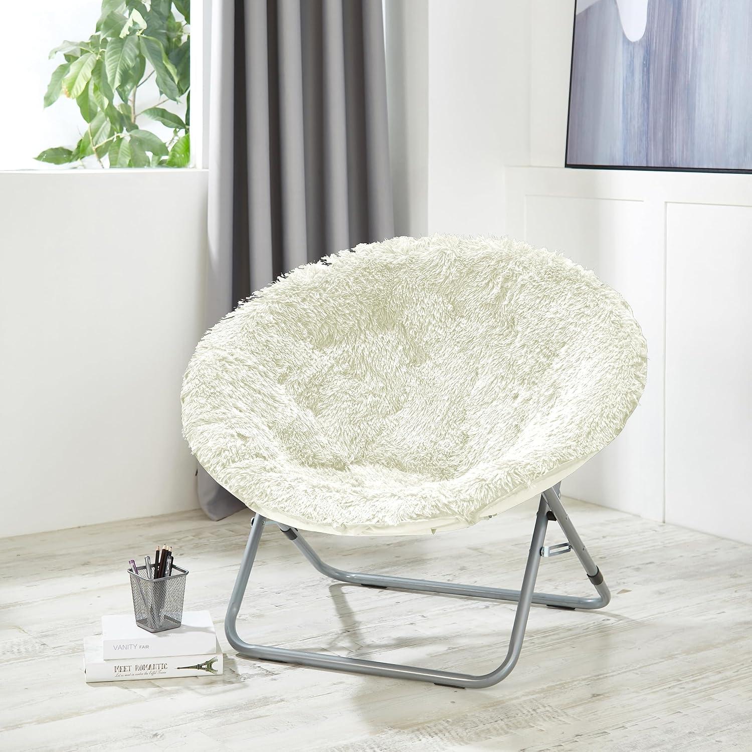 Urban Shop Mongolian Faux Fur Oversized Moon Chair, Multiple Colors