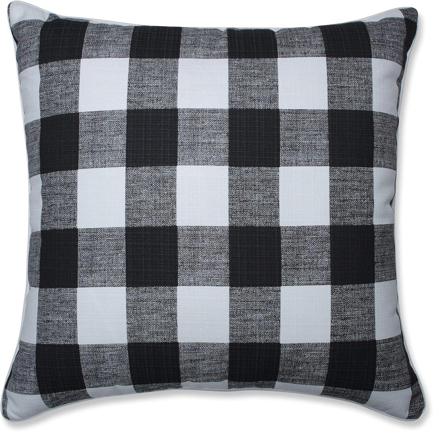 Large Black and White Buffalo Plaid Outdoor Floor Pillow