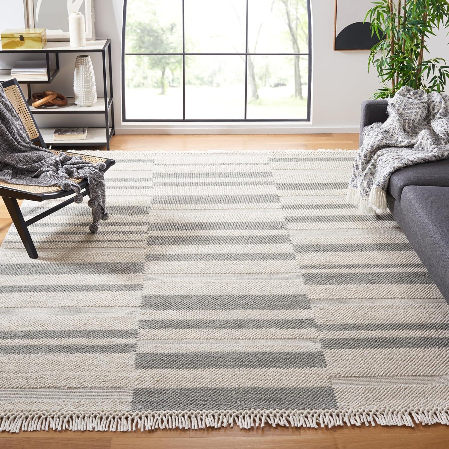 Natura NAT225 Power Loomed Area Rug - Ivory/Gray - 8'x10' - Safavieh.