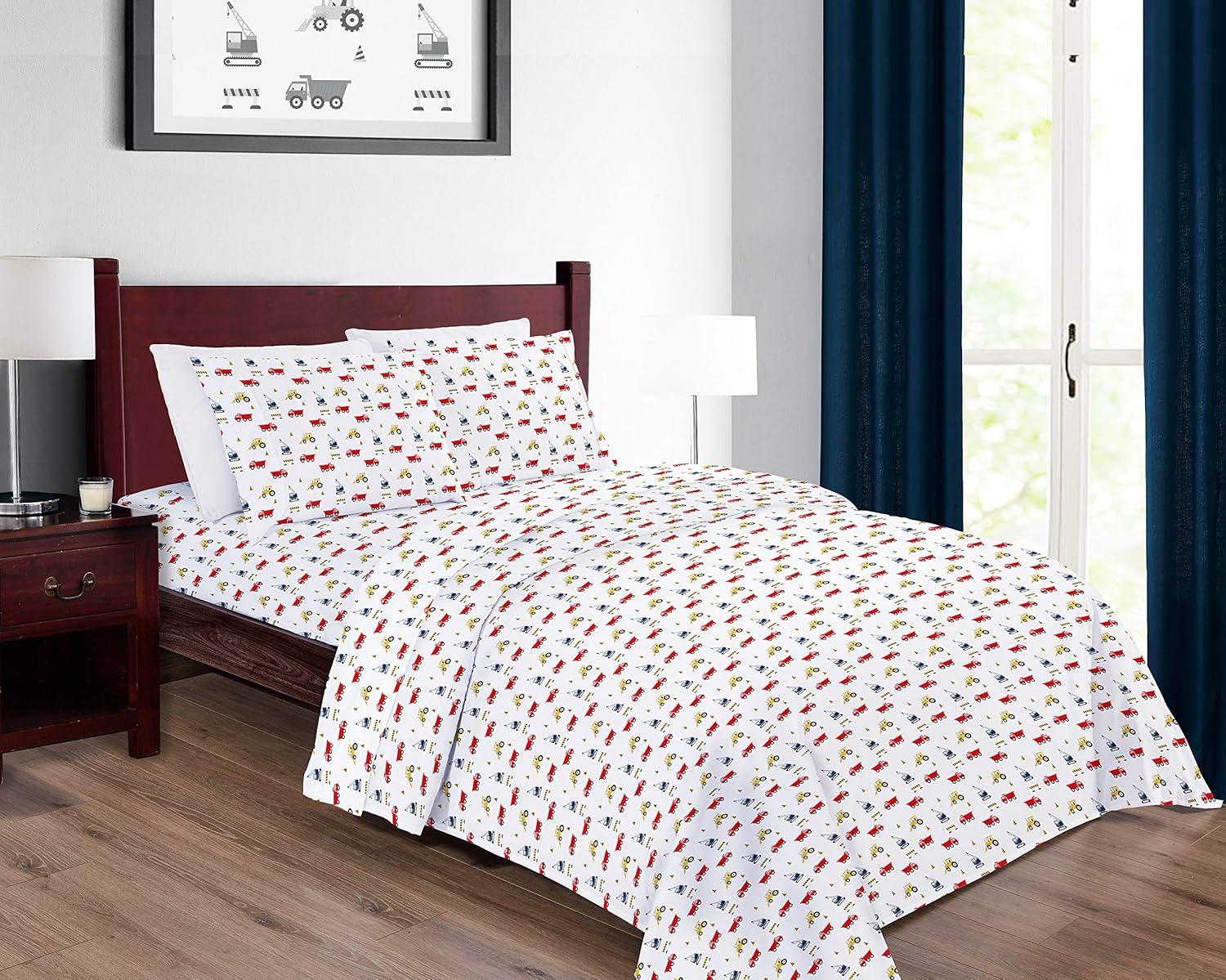 Softan Kids Bed Sheet Set, Girls Twin Size Sheets, Microfiber Fitted Sheet and Pillowcase, Breathable and Silky Soft, 3 Piece Castle Princess Printed Twin Bed Sheet