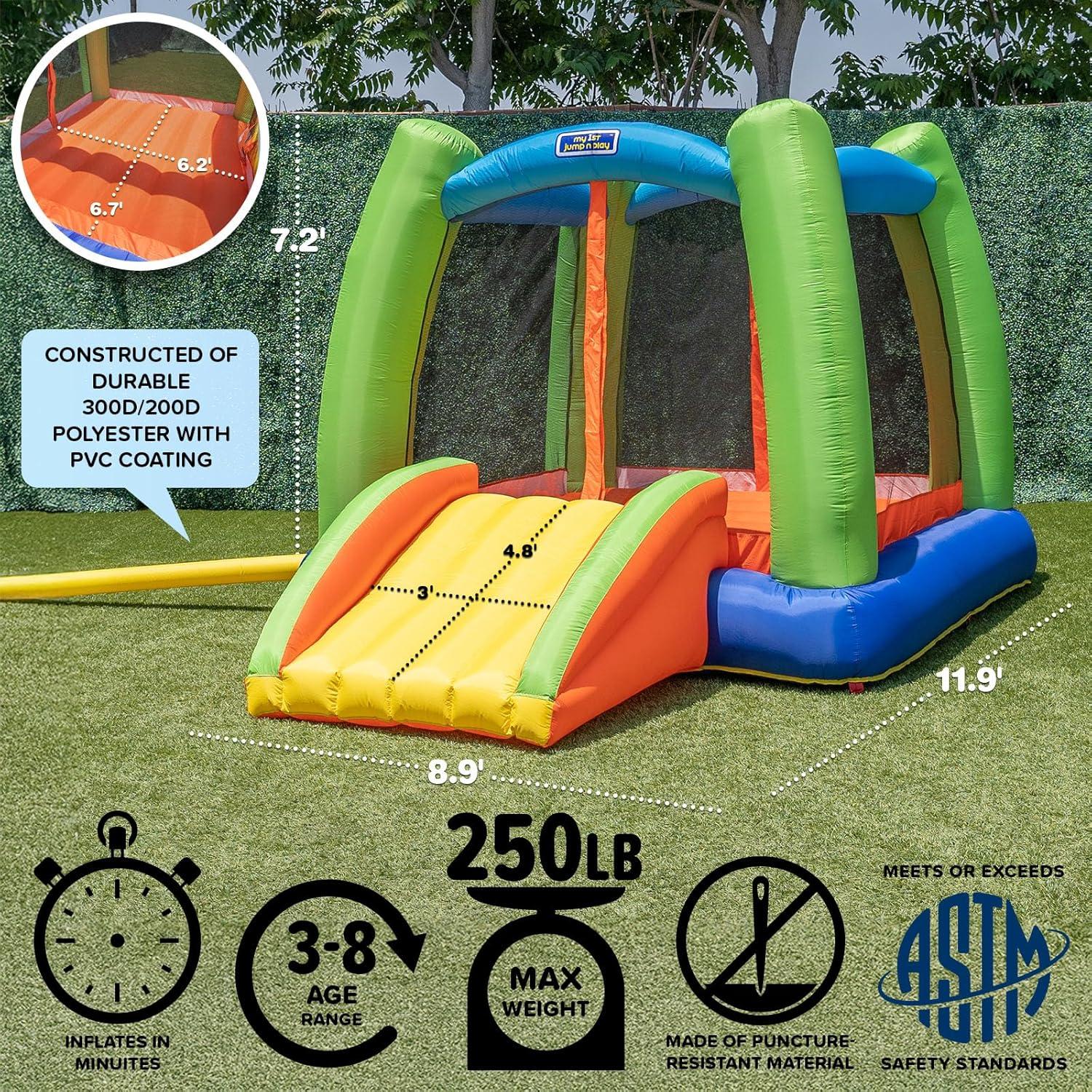 Sportspower My 1st Jump 'n Play, 12 feet Inflatable Bounce House with Lifetime Warranty on Blower, Great for Kids Aged 3-8