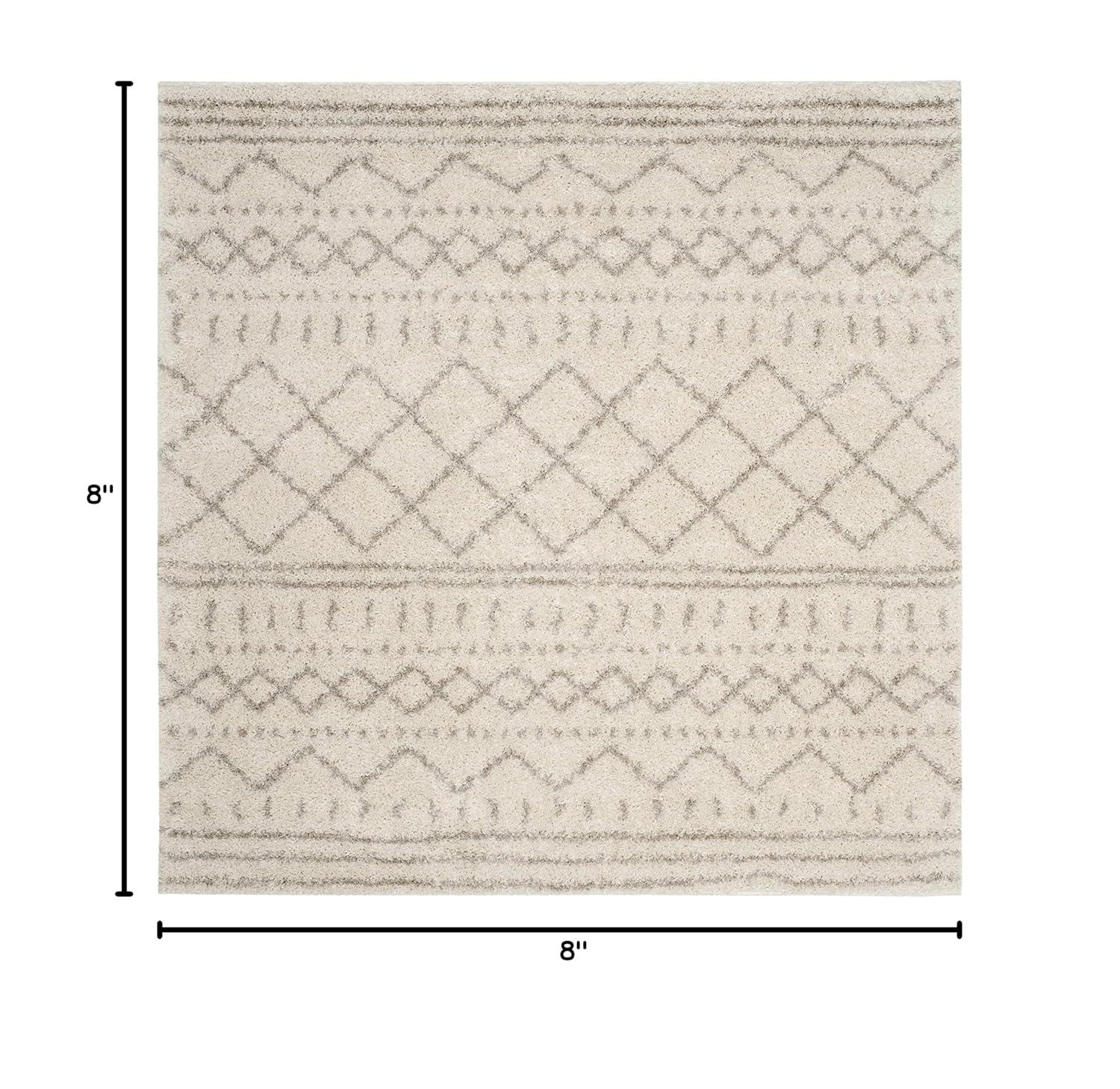 Arizona Shag ASG741 Power Loomed Indoor Area Rug - Ivory/Beige - 8'x8' - Safavieh