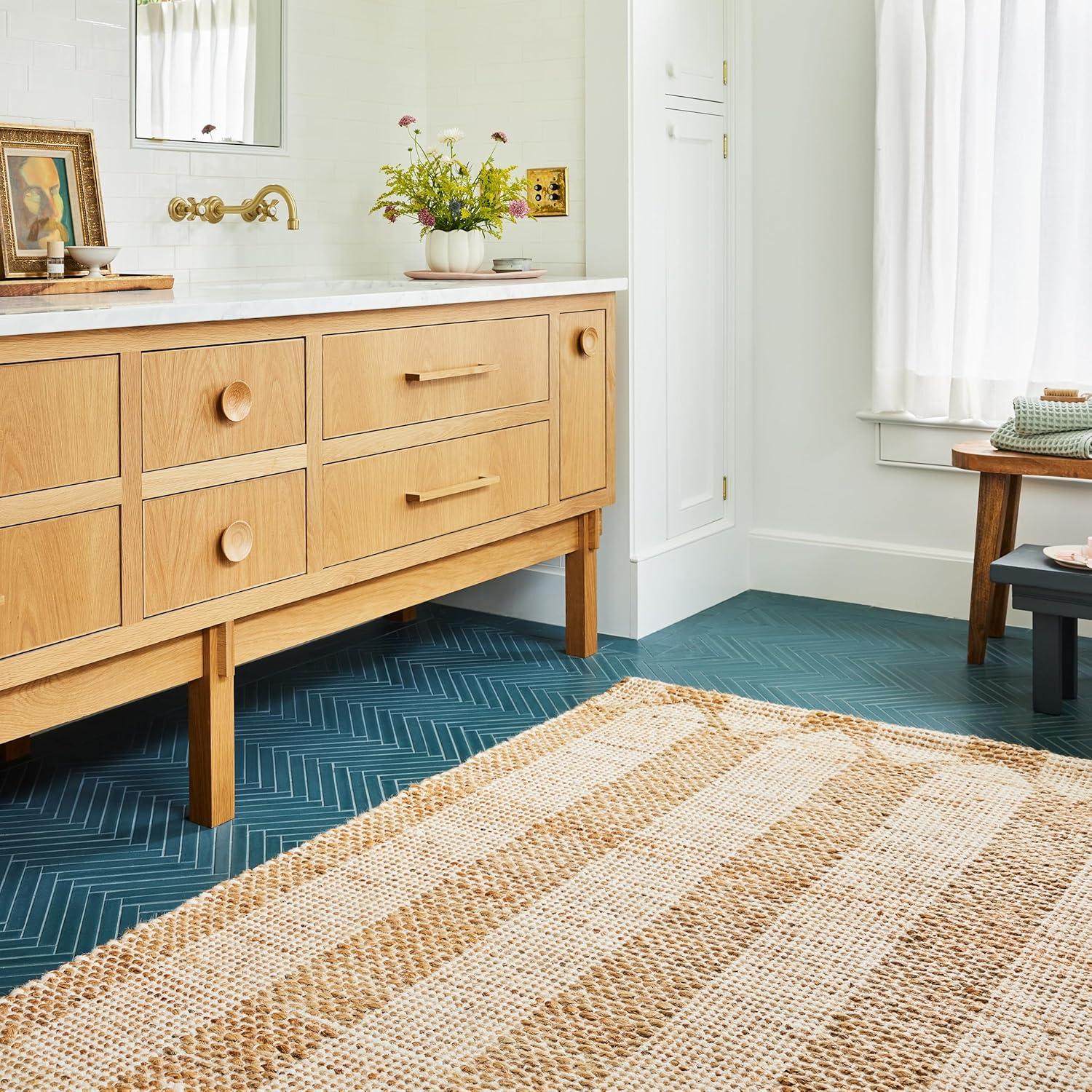 Hillcrest Natural Jute and Wool Striped 5x8 Area Rug