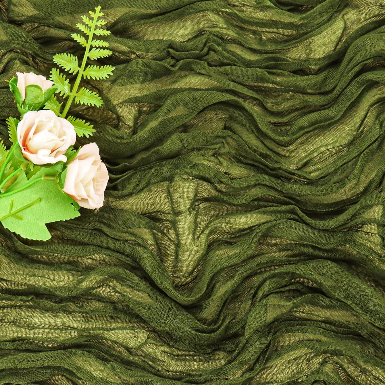 Mint Green Cheesecloth Table Runner 6 Pack 35" Boho Gauze Runner 120 inches Long Tablecloth Runner Rustic Sheer Fabric Bulk for Baby Shower Wedding Bridal Birthday Party Table Decorations