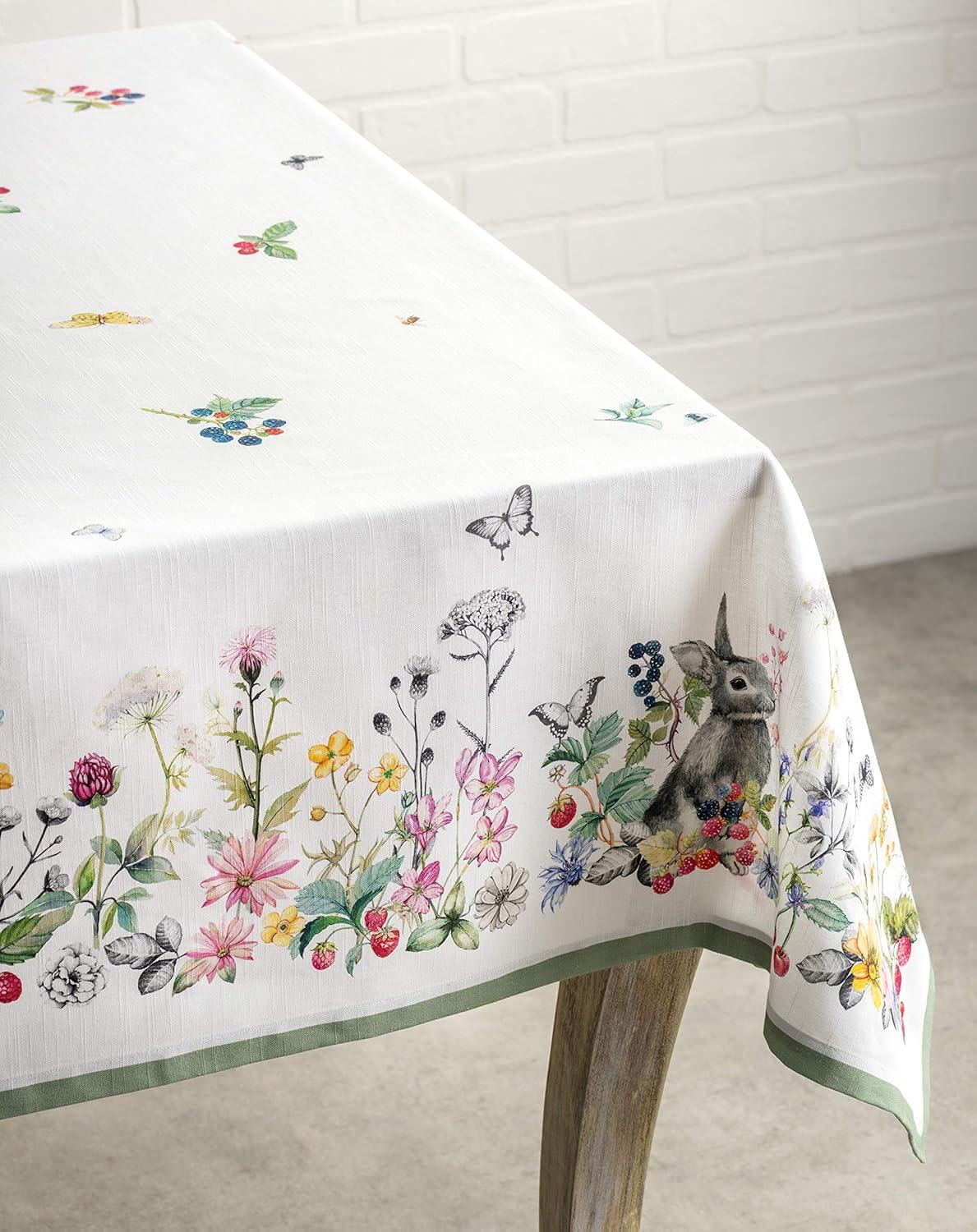 Printemps Floral Cotton Tablecloth for Spring Gatherings, 60" x 90"