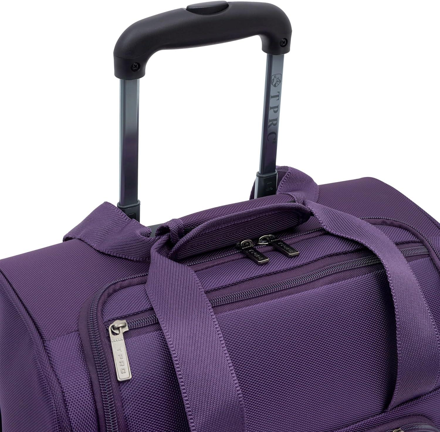 TPRC 15" Under Seater Carry-on Luggage with Wheels and USB Port - Purple