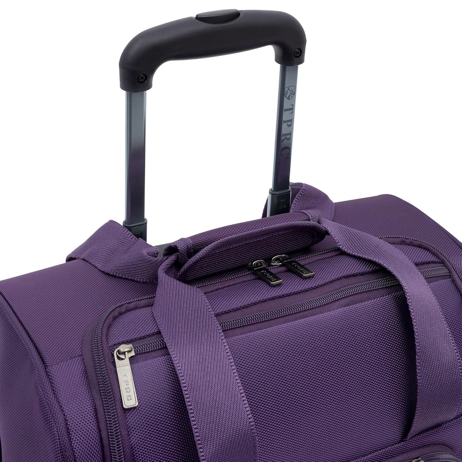 TPRC 15" Under Seater Carry-on Luggage with Wheels and USB Port - Purple