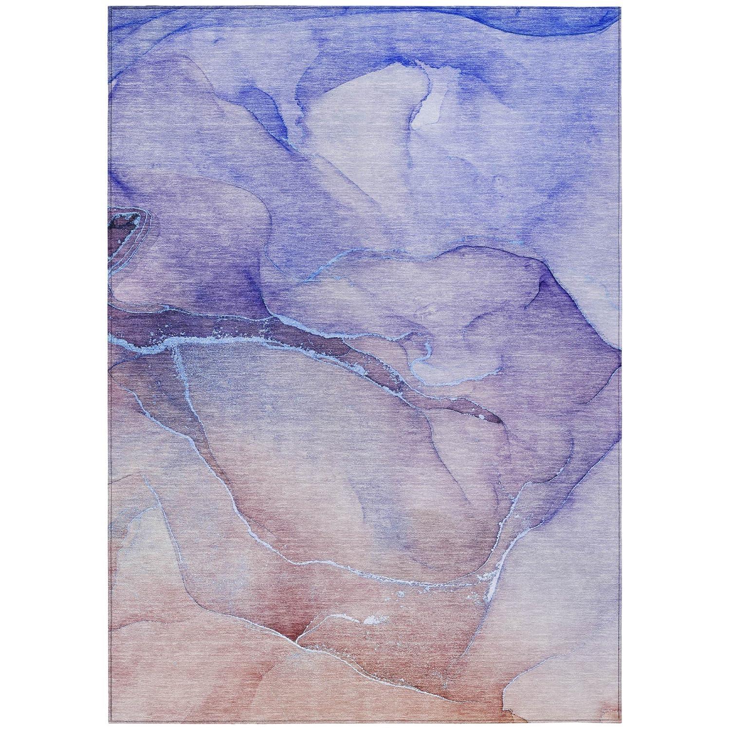 Navy and Beige Synthetic Flat Woven Washable Rug 9' x 12'