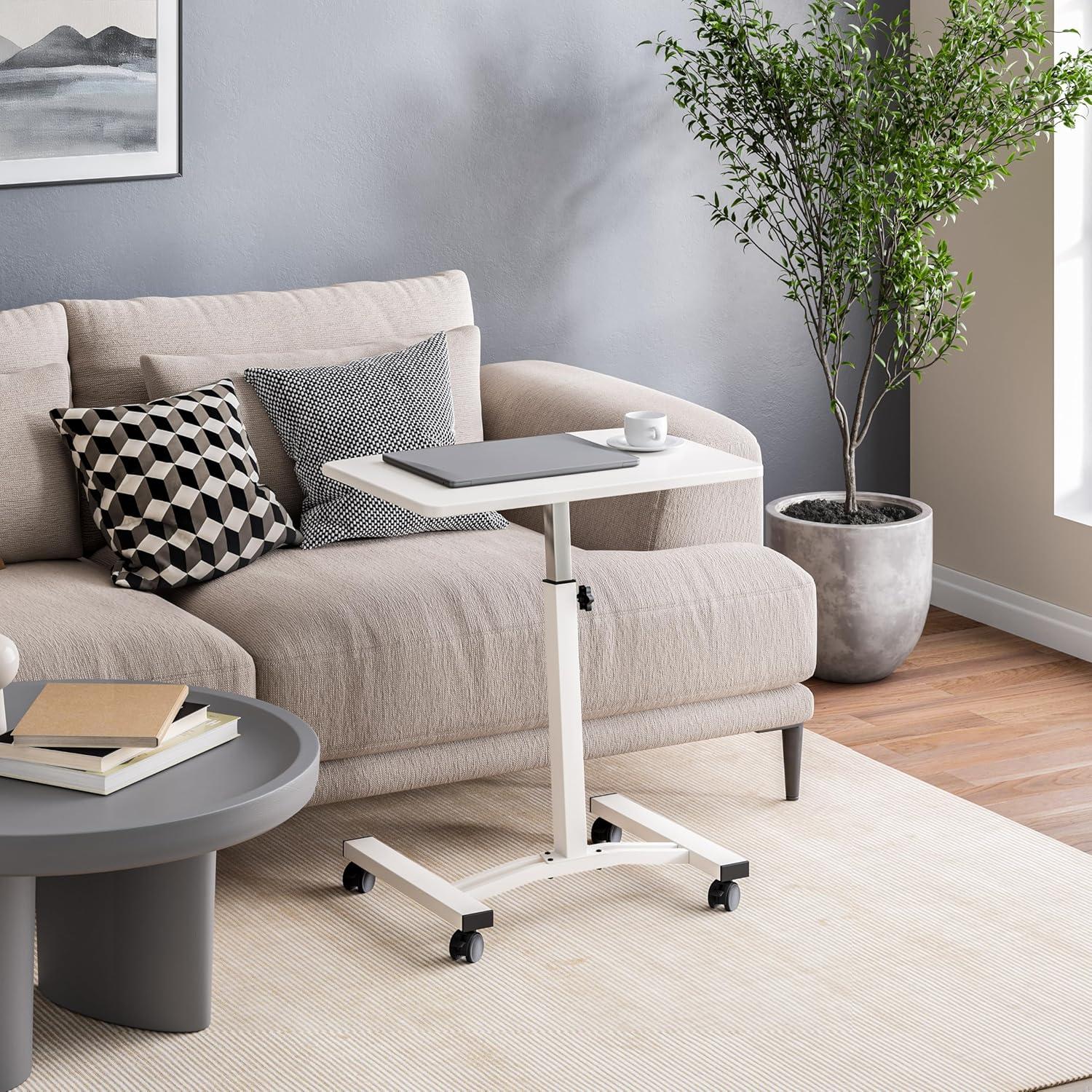 Seville Classics 23.75" Height Adjustable Mobile Laptop Desk, White
