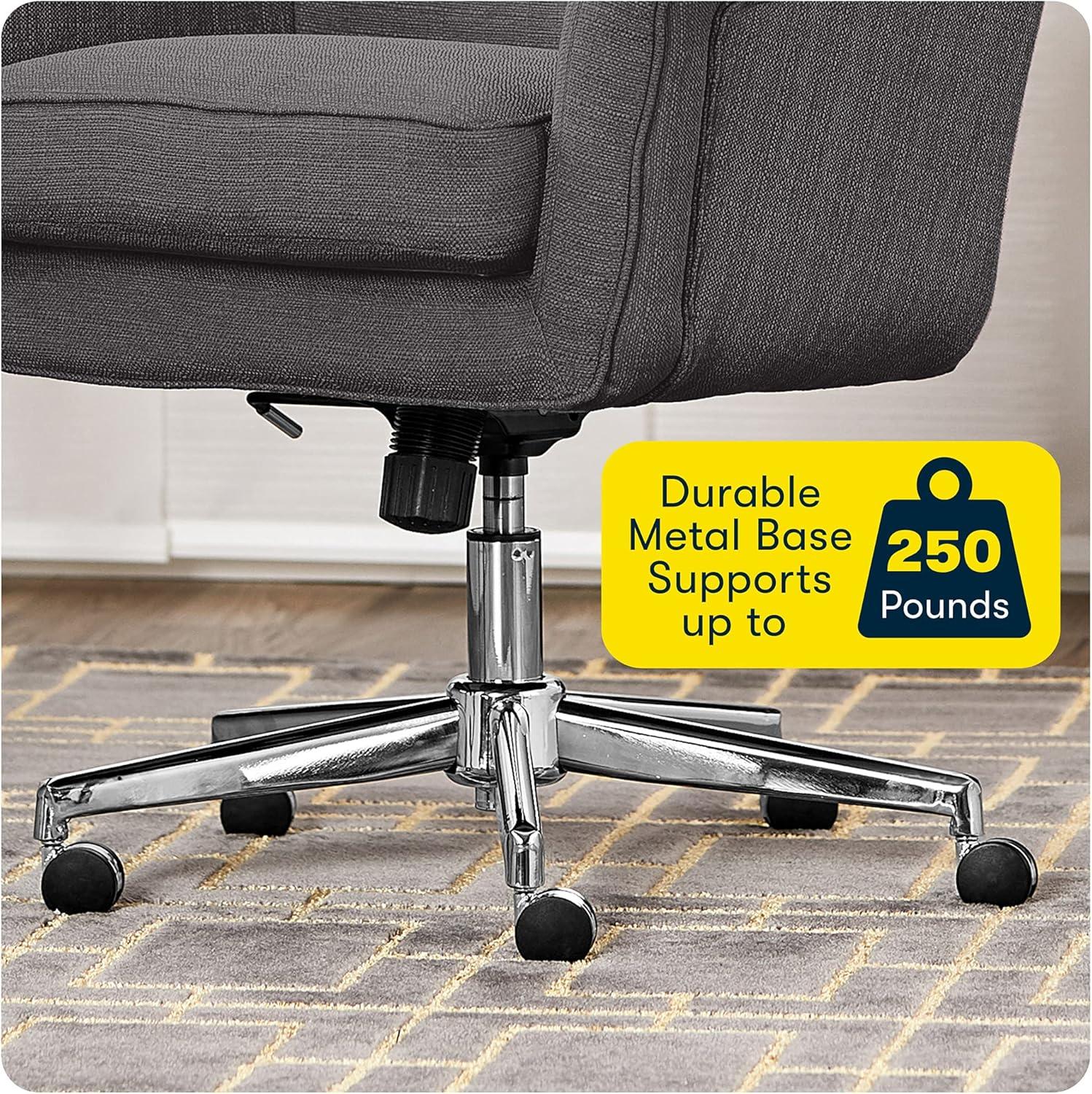 Serta Ashland Modern Office Chair, Mid-Back, Quality Memory Foam Cushion, Metal Base Chrome Finish