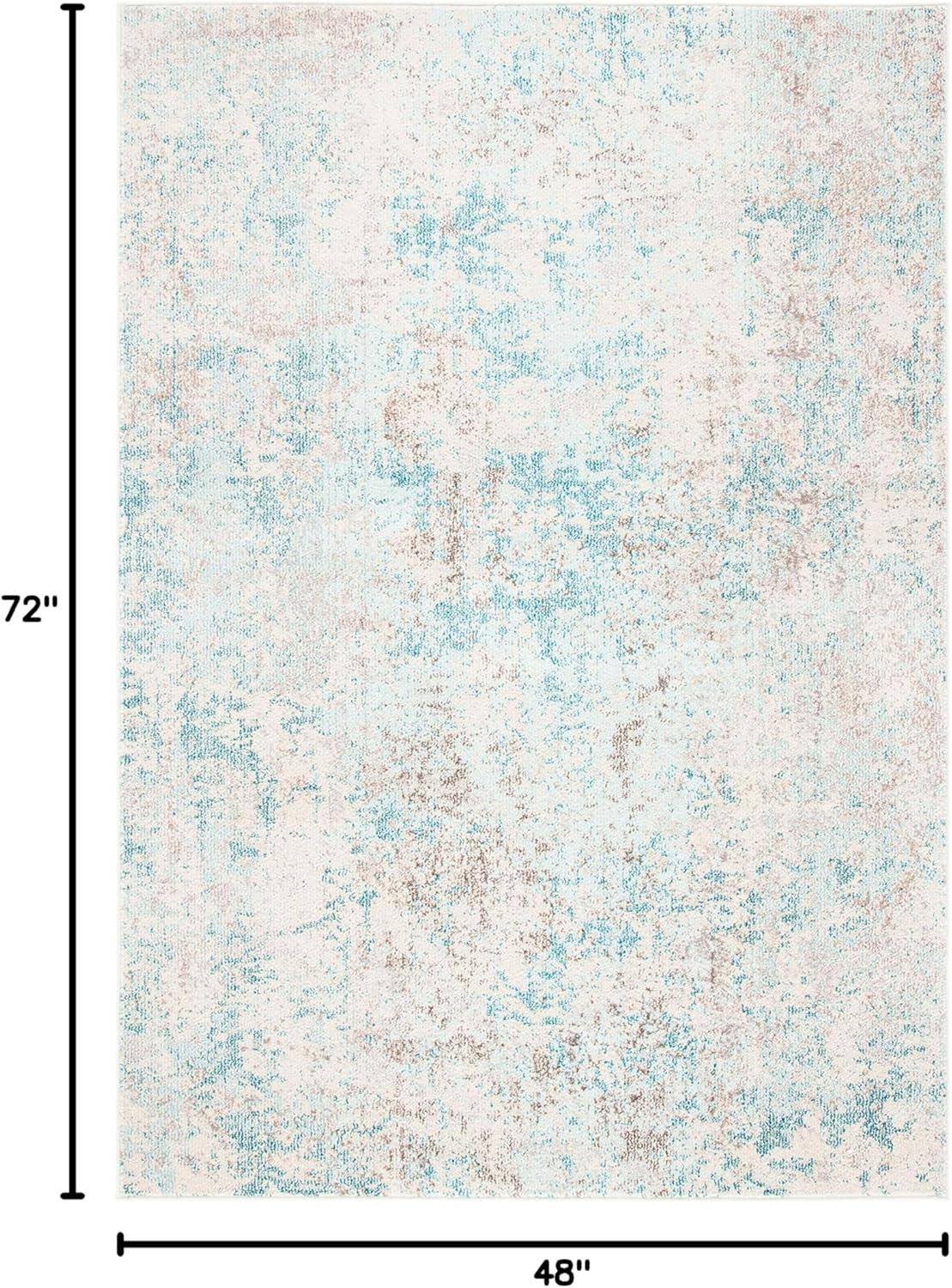 Madison MAD453 Power Loomed Indoor Area Rug - Ivory/Teal - 4'x6' - Safavieh