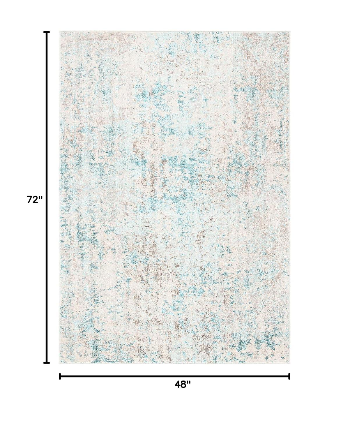 Madison MAD453 Power Loomed Indoor Area Rug - Ivory/Teal - 4'x6' - Safavieh
