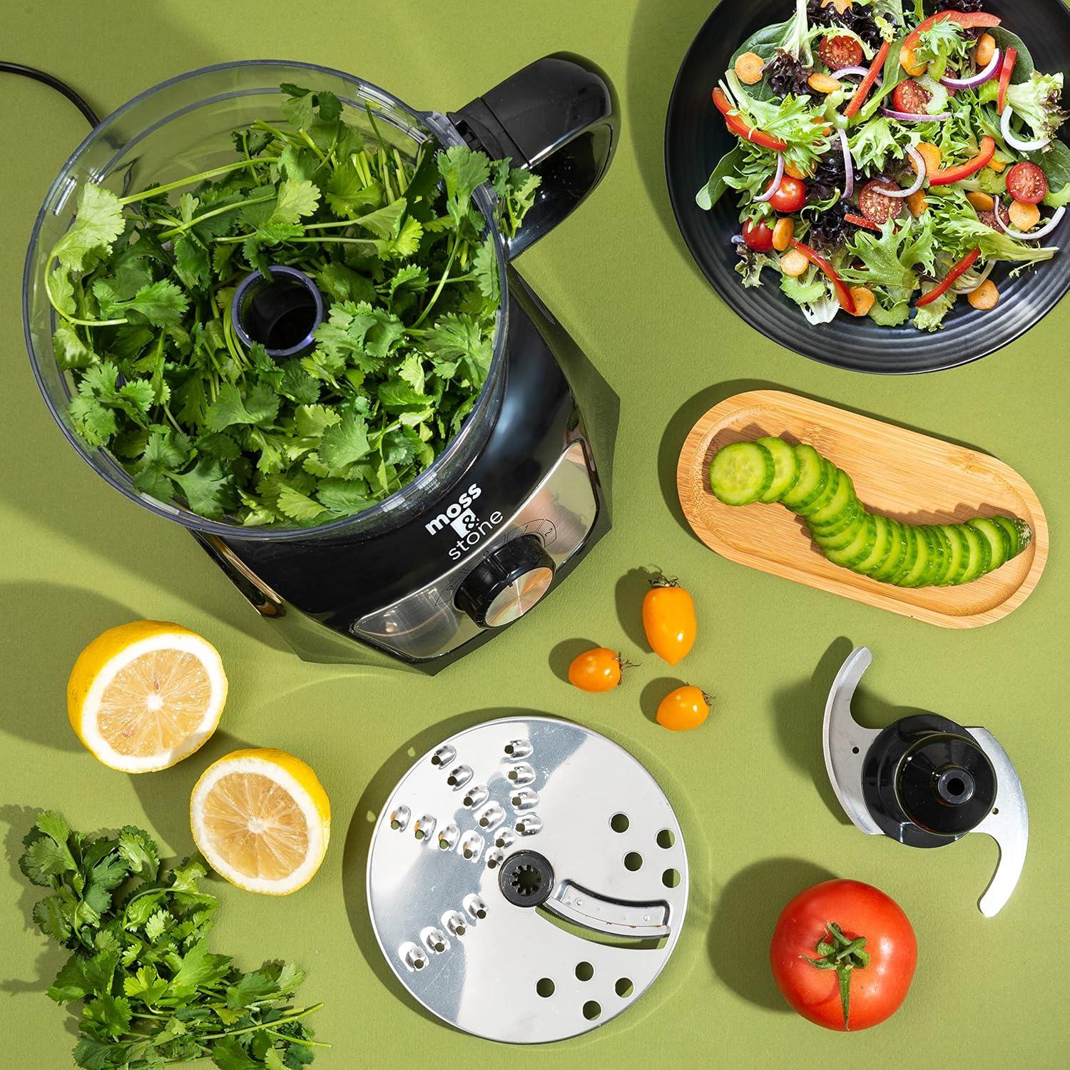 Moss & Stone 8-Cup Black Food Processor, Electric Chopper & Grinder, 500W