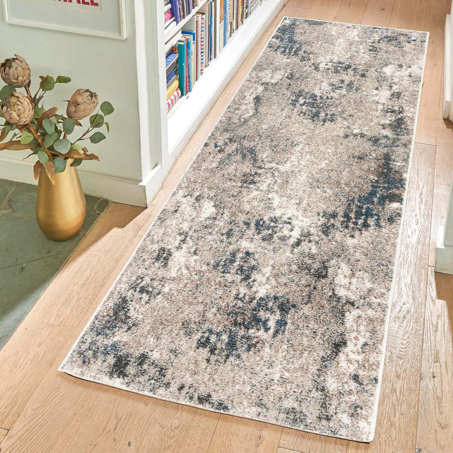 Gertmenian Heirloom Huma Modern Abstract Beige Black Blue Polypropylene Area Rug