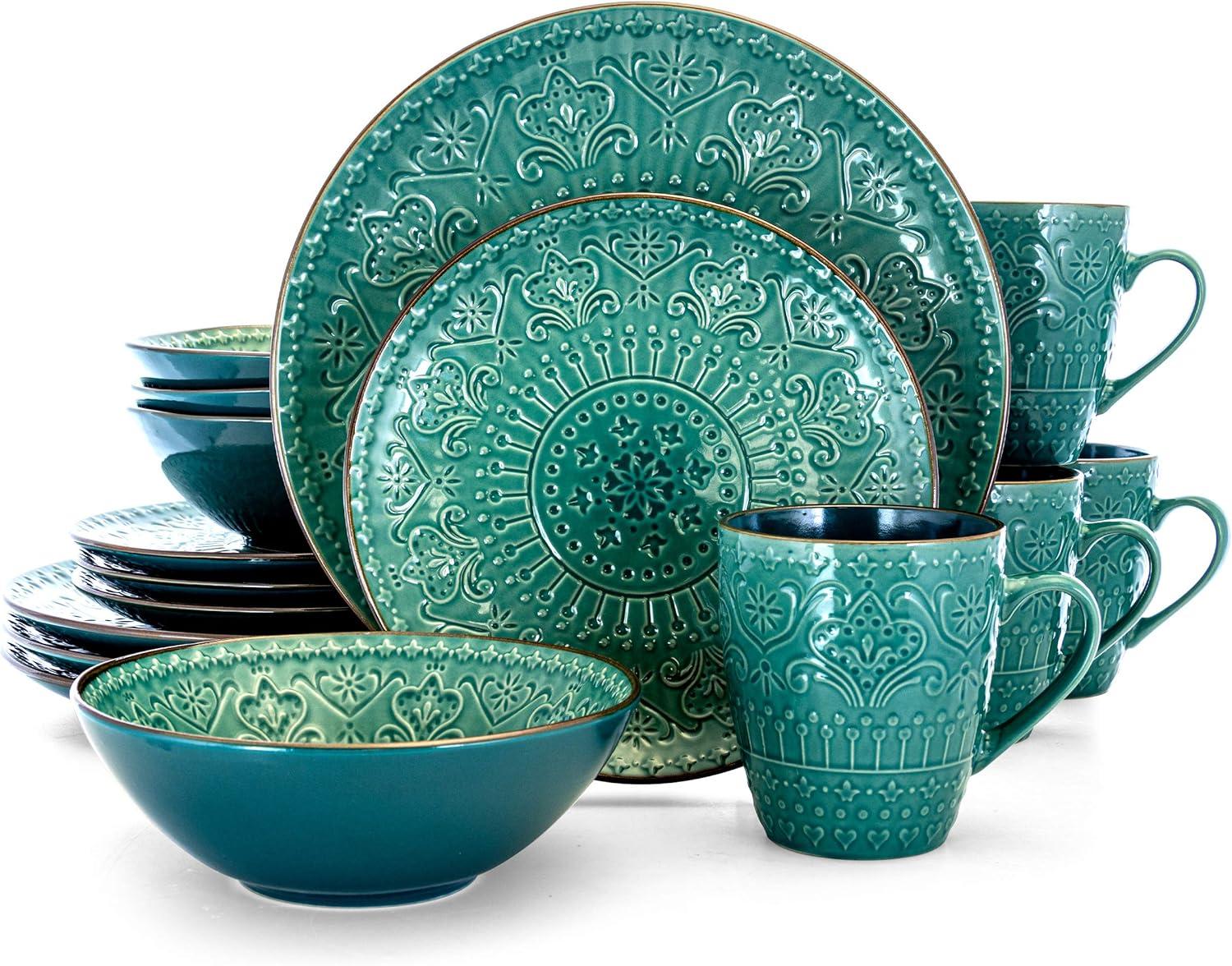 Sea Foam Green Ceramic 16-Piece Dinnerware Set