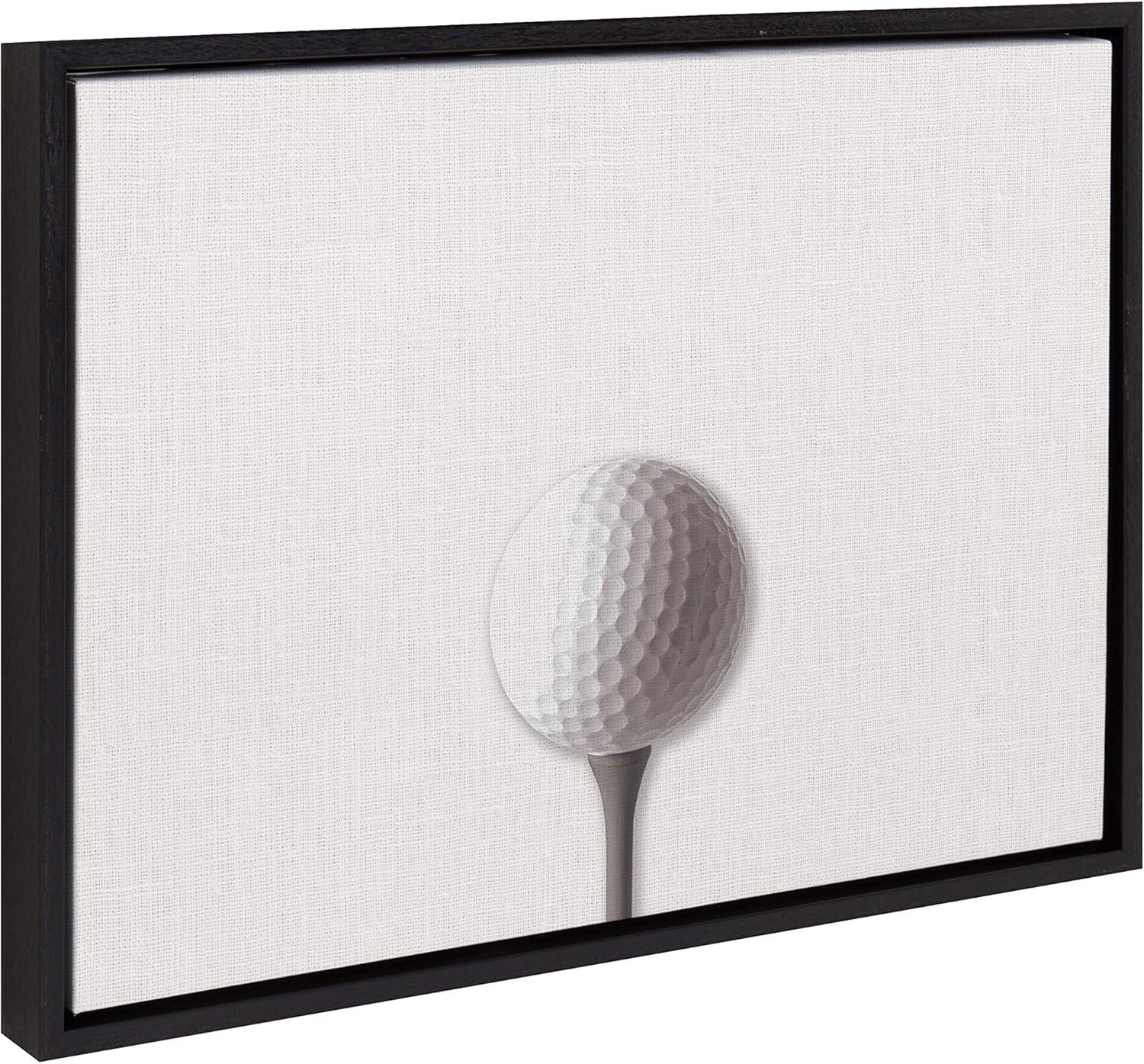 Horizontal Golf Ball Portrait Canvas Wall Art in Black Frame