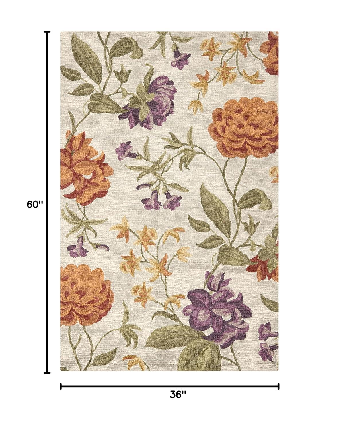 SAFAVIEH Blossom Tracy Floral Flowers Wool Area Rug, Brown/Multi, 3' x 5'