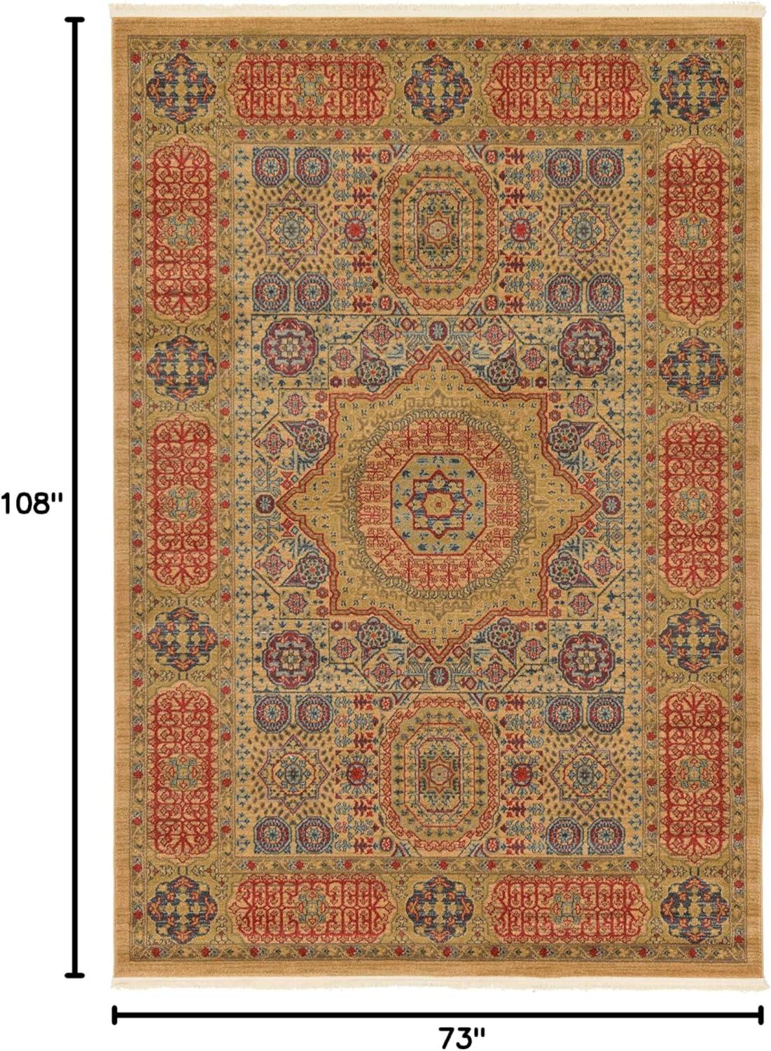 Unique Loom Palace Collection Area Rug - Amber (6' 1" x 9' Rectangle Light Blue/Light Brown)