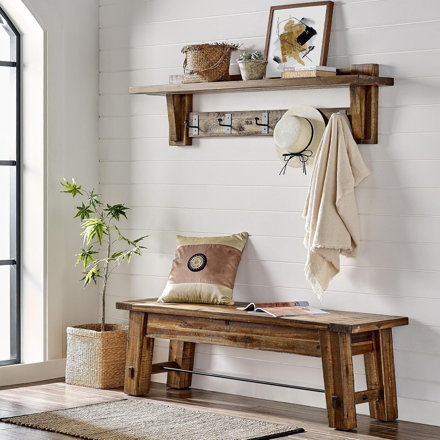 Durango Wood Entryway/Dining Bench Dark Brown - Alaterre Furniture: Industrial Accent, 60" Long