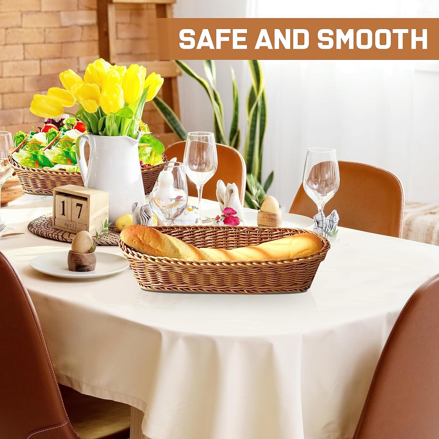 Kovot Wicker Bread Basket - 14.5" Woven Polypropylene Basket – For Food Display and Serving – Snack Organizer Basket