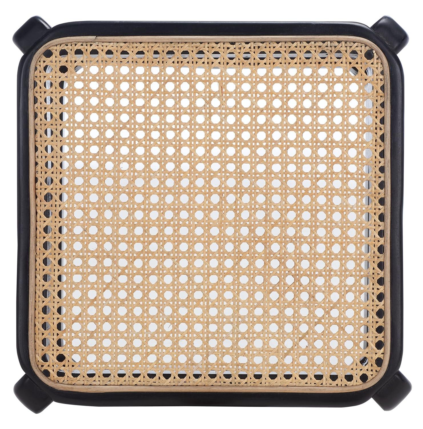 Silus Backless Cane Counter Stool - Black/Natural - Safavieh