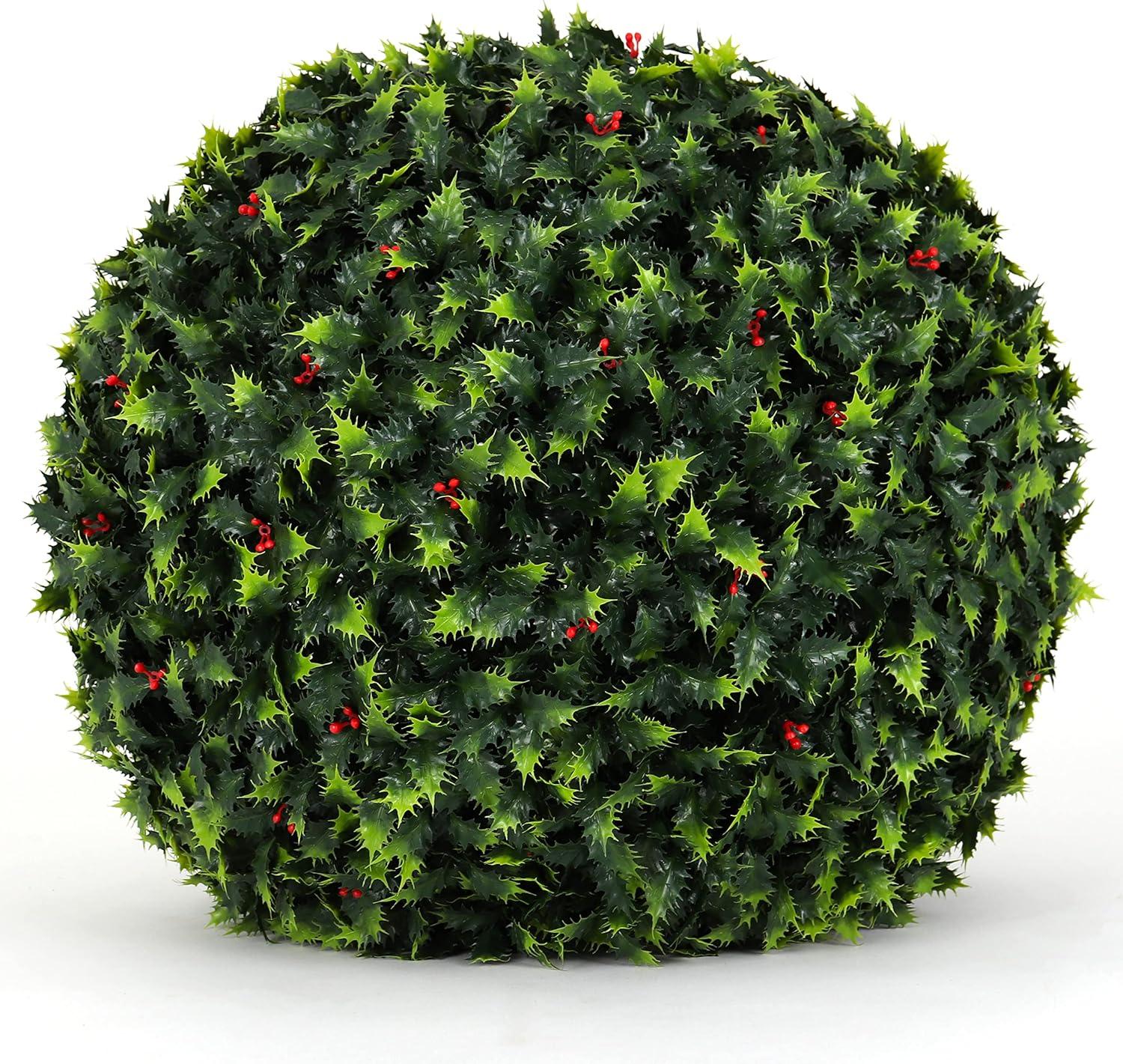 3rd Street Inn 19" Artificial Holly Topiary Balls - 2 Pack