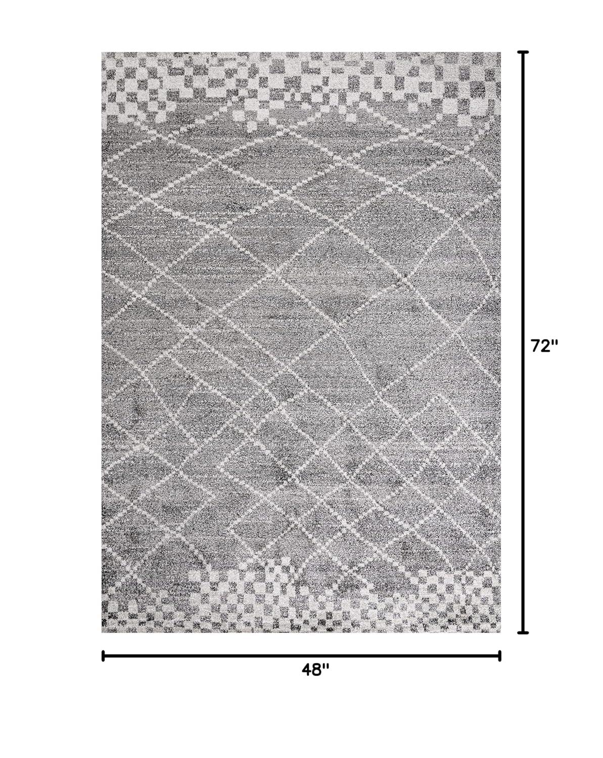 4'x6' Asilah Moroccan Modern Diamond Area Rug, Gray - JONATHAN Y