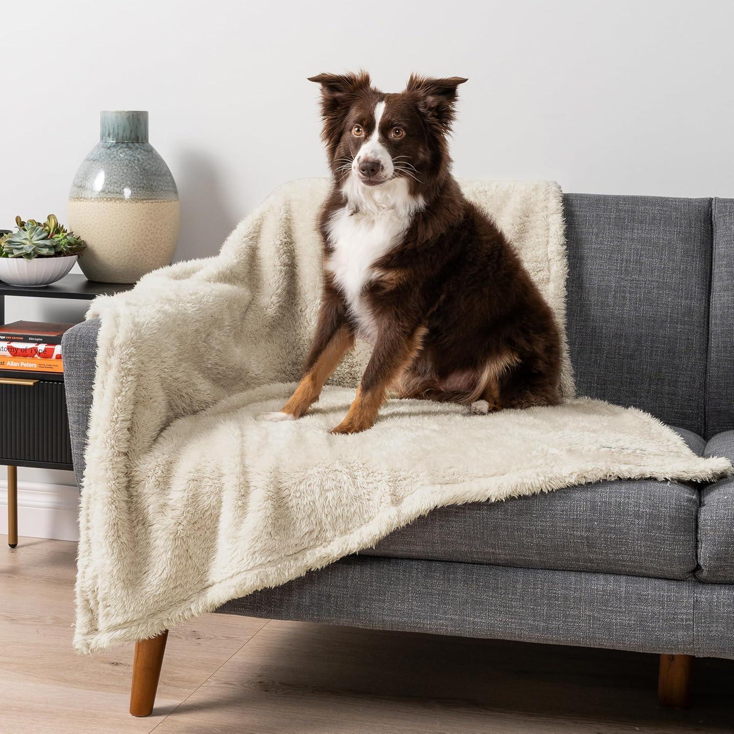 Small Beige Waterproof Sherpa Pet Blanket