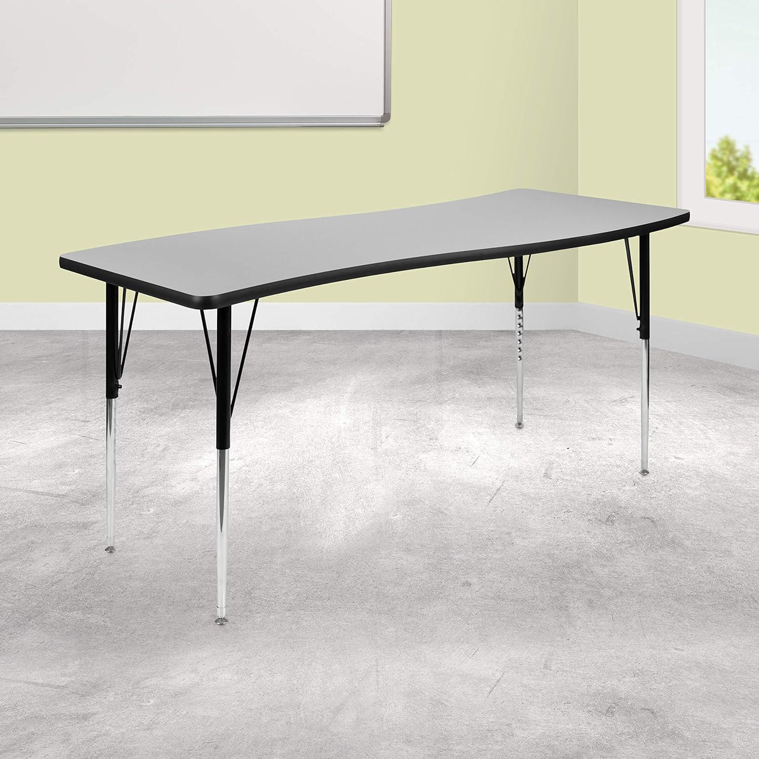 Flash Furniture Goddard 28"W x 47.5"L Rectangular Wave Collaborative Grey Adjustable Height Activity Table