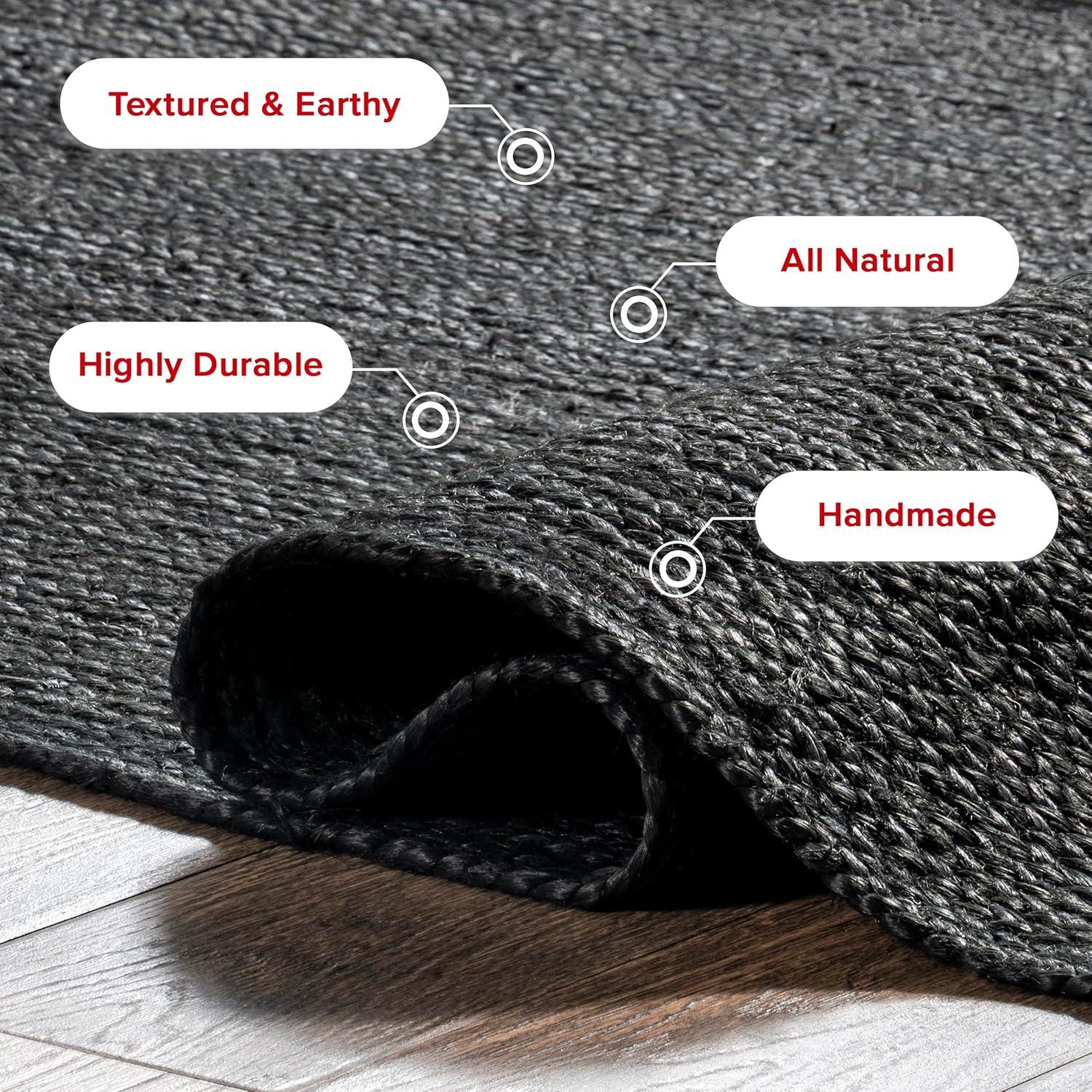 QUINCH Natural Fiber Jute Rug Hand Braided Farmhouse Rectangle Area Rug