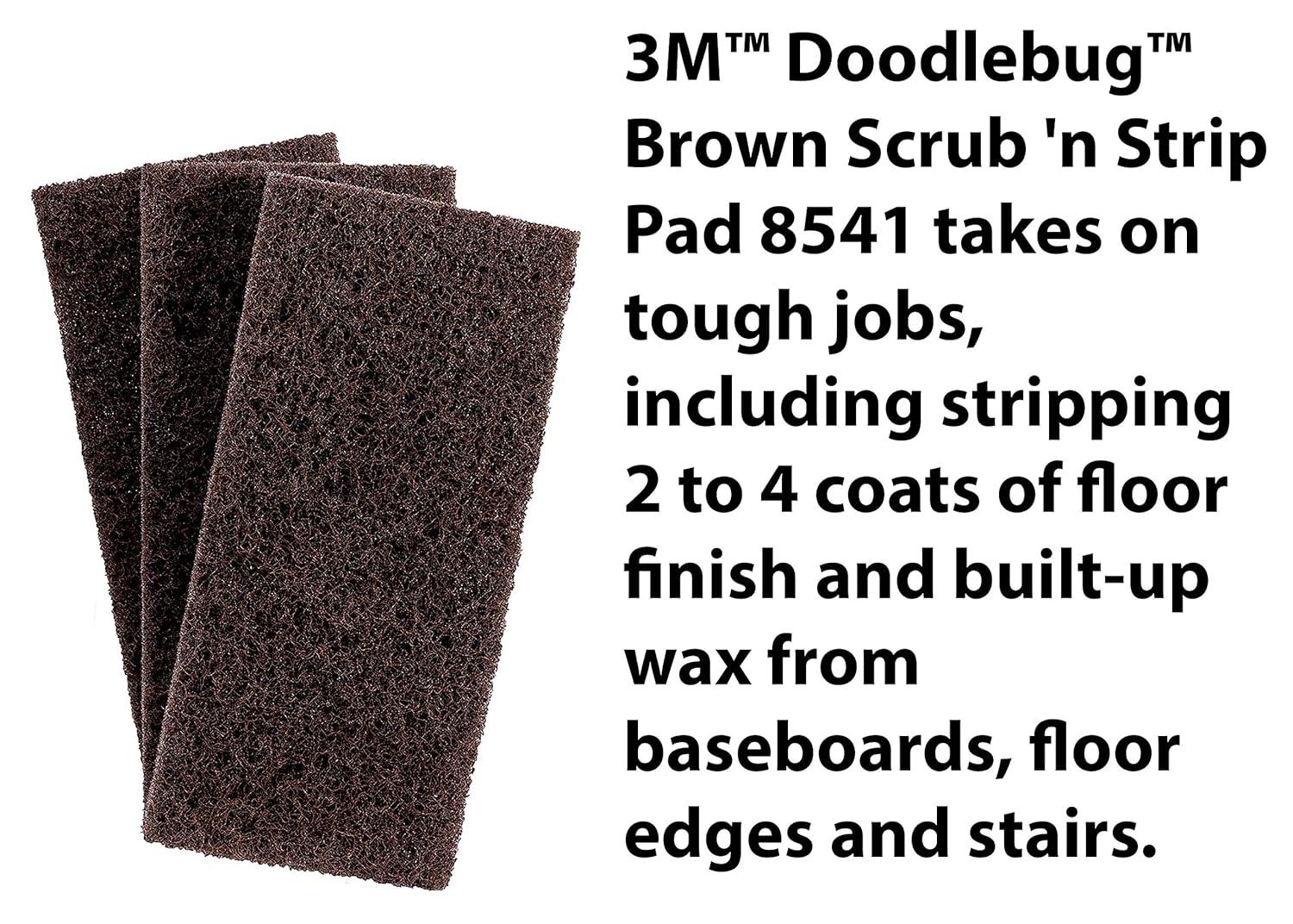 3M Doodlebug Scrub 'n Strip Pad 4 5/8 x 10 Brown 20/Carton 08004