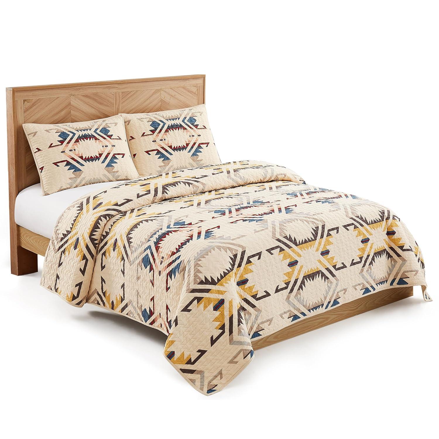 King Organic Cotton Reversible White Quilt Set