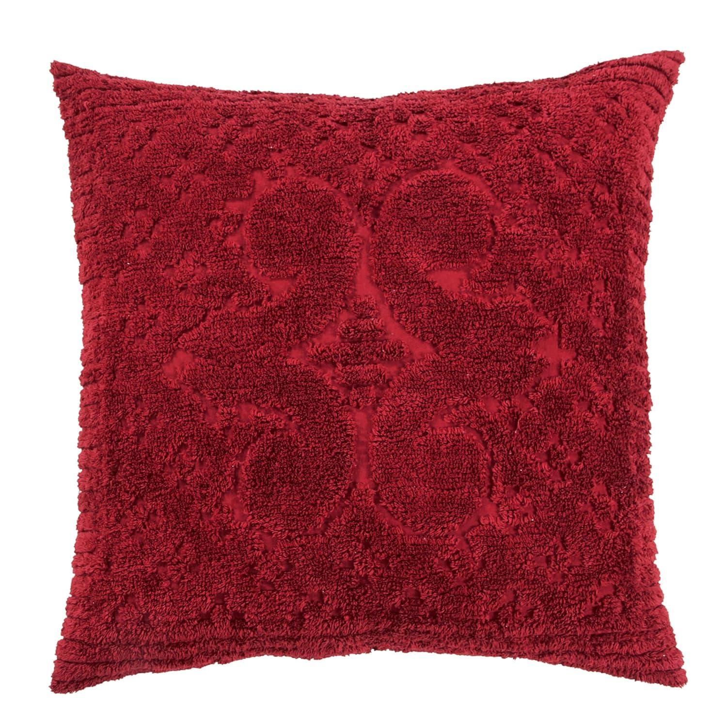 Euro Ashton Collection 100% Cotton Tufted Unique Luxurious Medallion Design Pillow Shams Burgundy - Better Trends