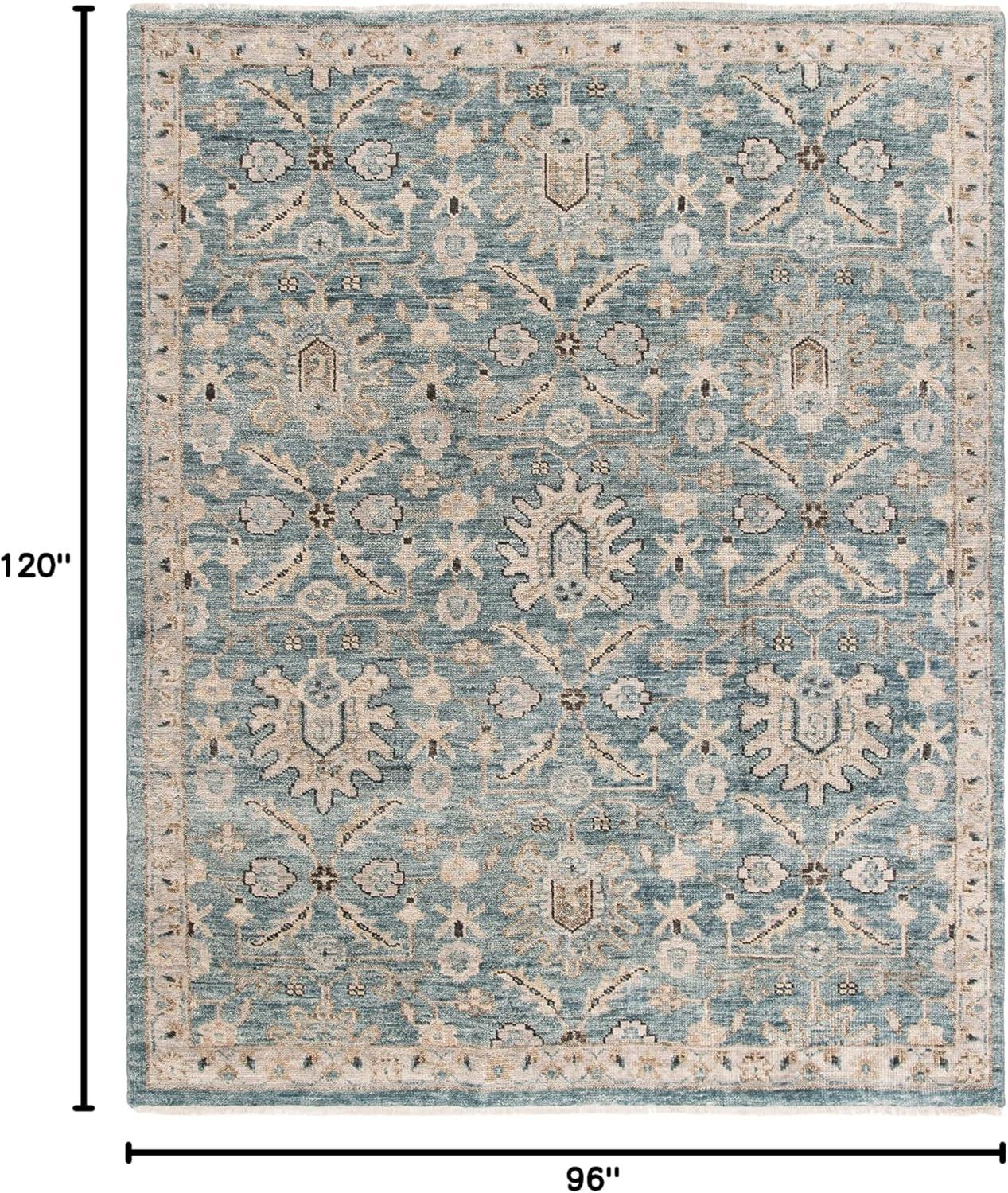 Elegant Gray Hand-Knotted 6' x 9' Wool Rectangular Rug