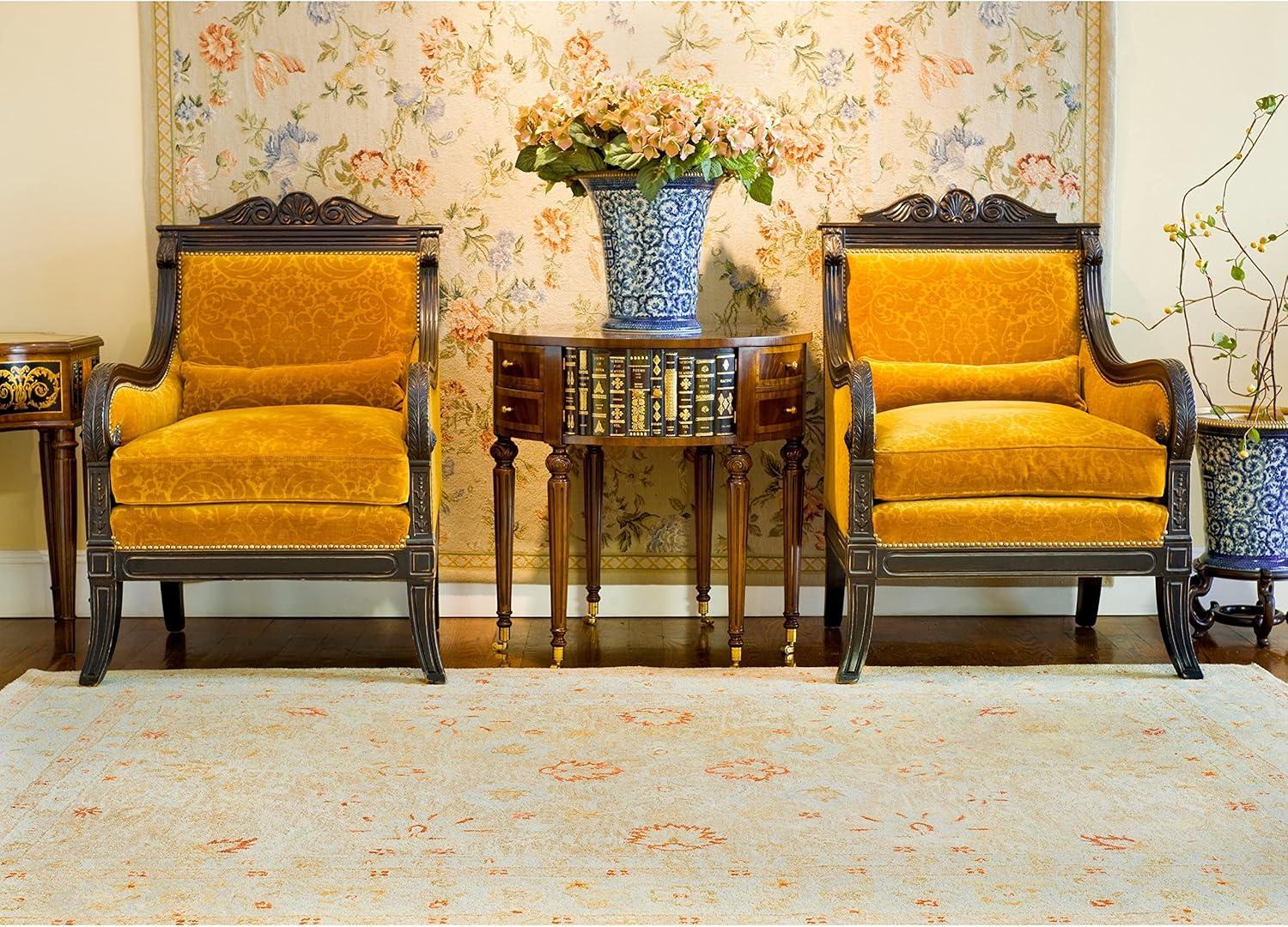 Antiquity AT822 Hand Tufted Area Rug - Grey Blue/Beige - 4'6"x6'6" Oval - Safavieh.