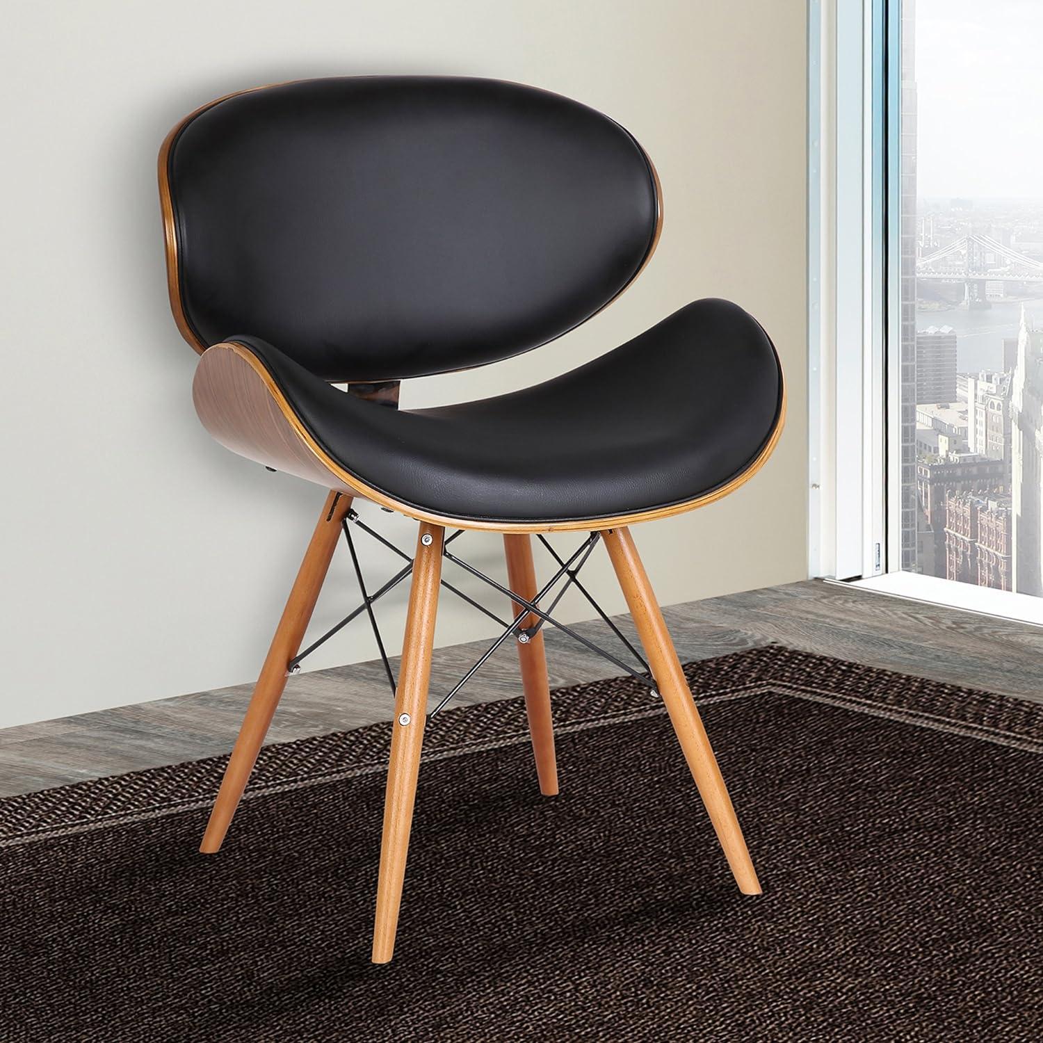 Armen Living Cassie Modern Faux Leather Dining Chair in Walnut and Black