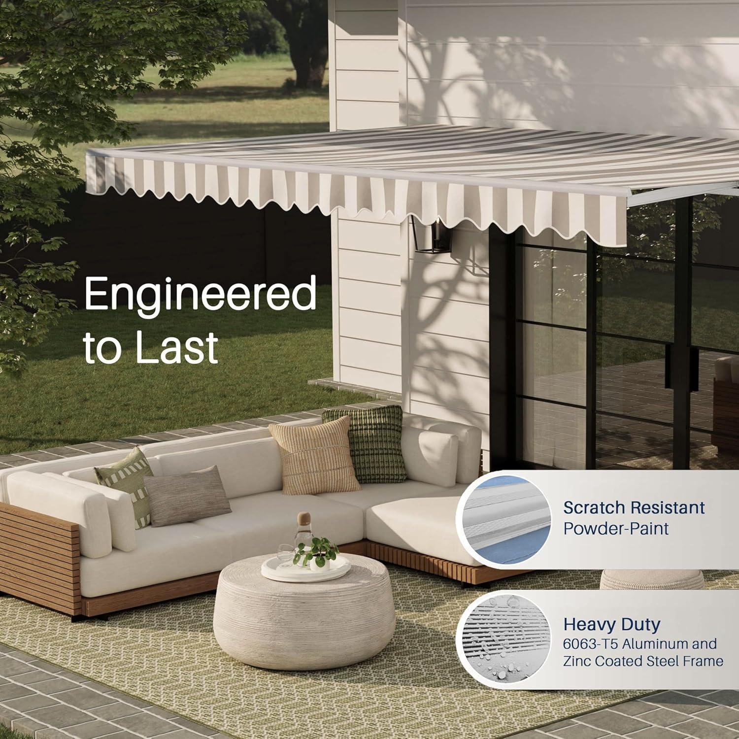 ALEKO Motorized Retractable Outdoor Awning with White Frame