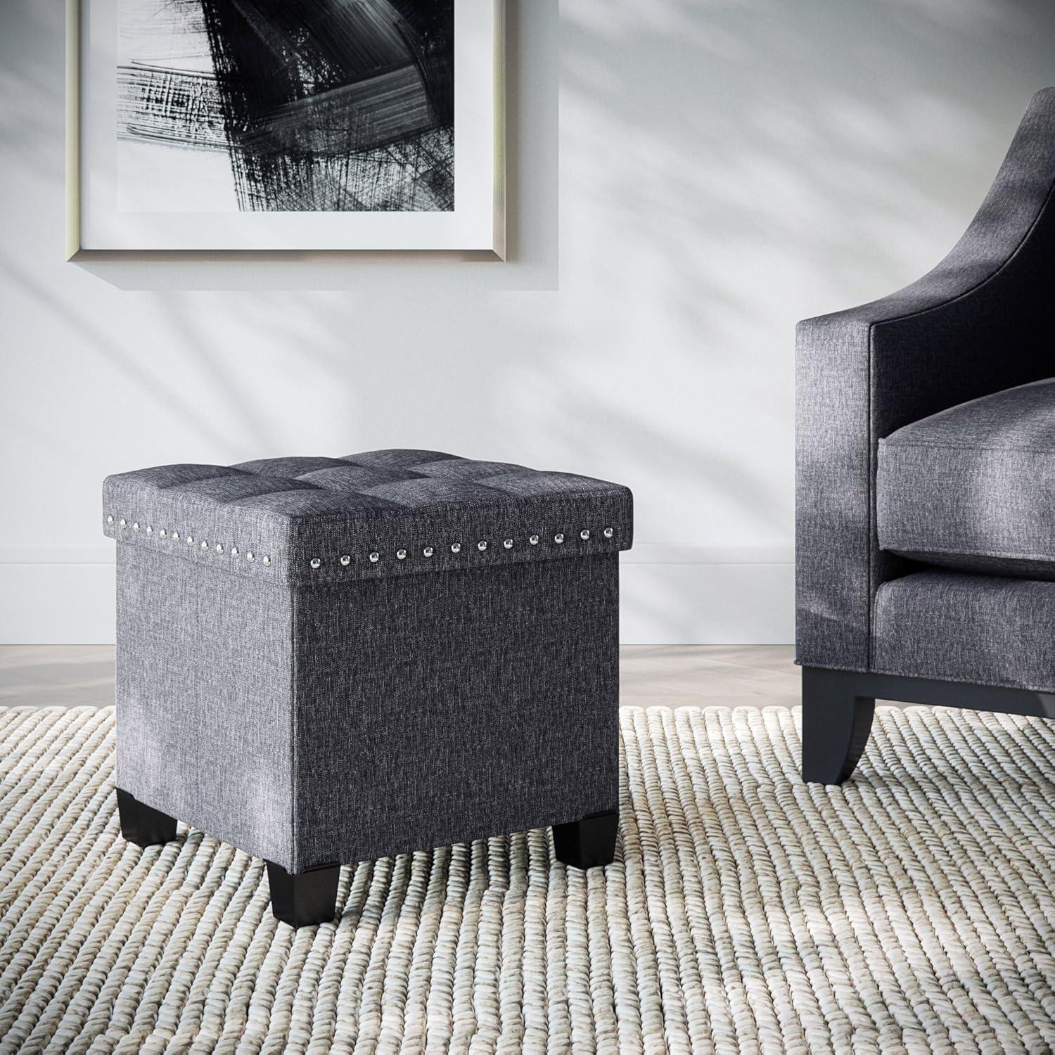 15" Payton Storage Cube Tufted Upholstered Ottoman - Nathan James