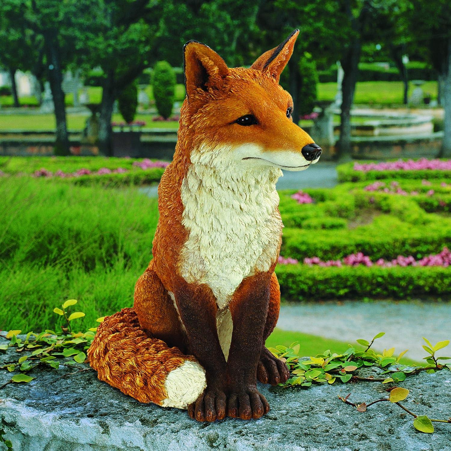 Simon the Woodland Fox Hand-Painted Polyresin Garden Statue