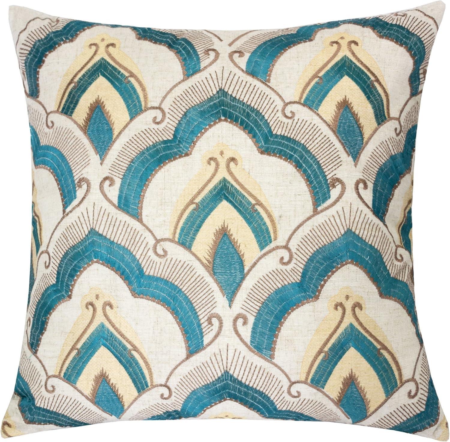 Plush Modern Embroidered 20" Square Polyester Throw Pillow