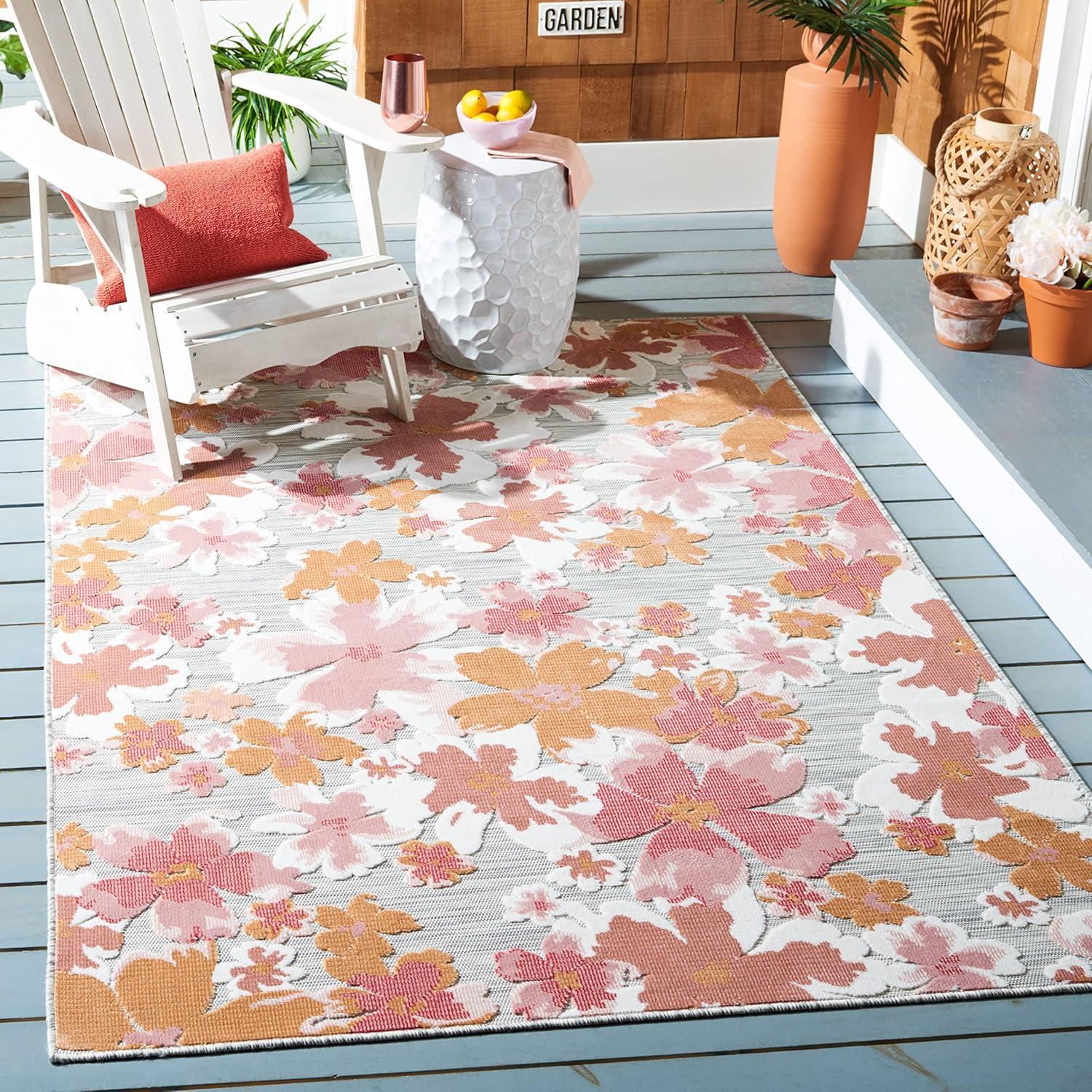 Cabana CBN488 Loomed Indoor/Outdoor Area Rug - Grey/Rose - 8'x10' - Safavieh