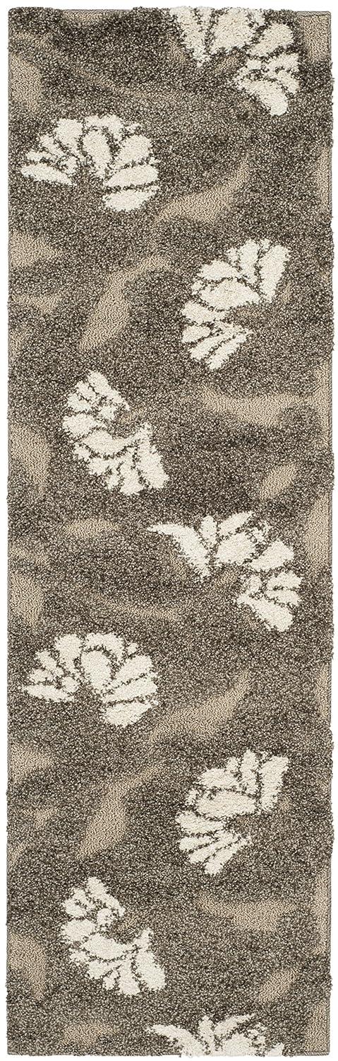 Florida Shag SG459 Power Loomed Indoor Runner Rug - Smoke/Beige - 2'3"x8' - Safavieh